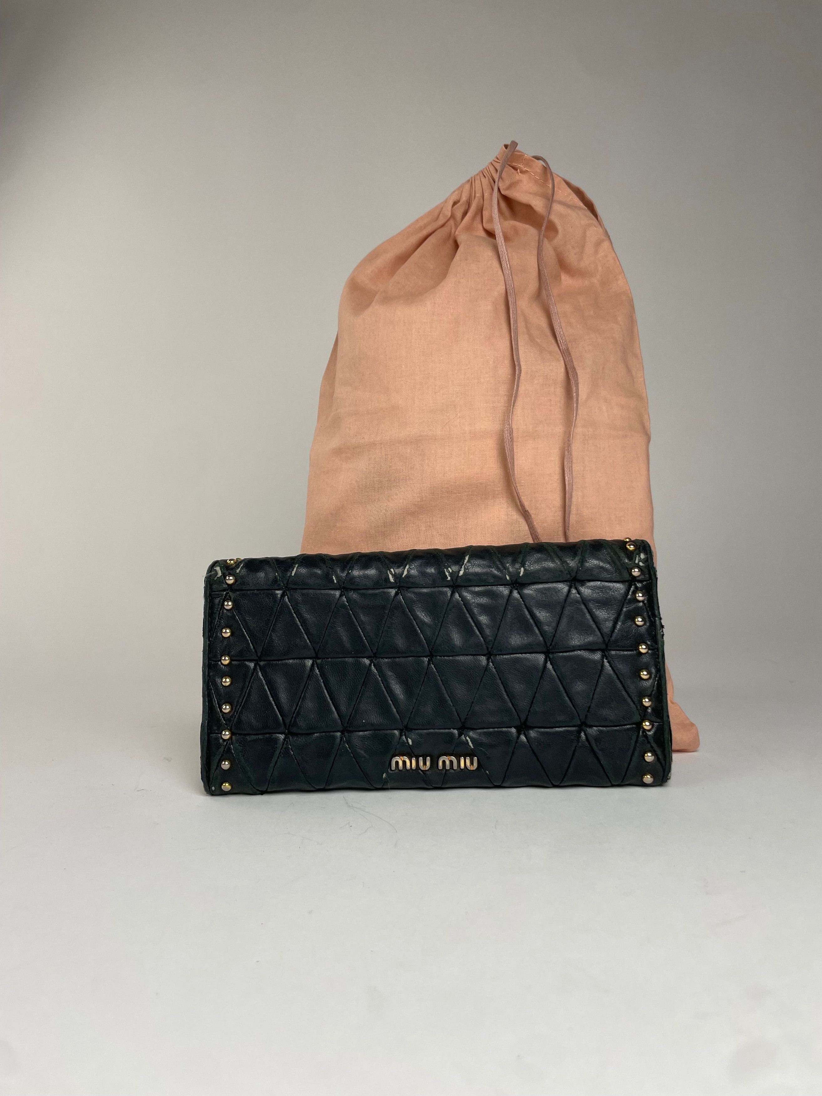 Miu Miu Vintage Studded Leather Wallet Black Size ONE SIZE - 12 Thumbnail