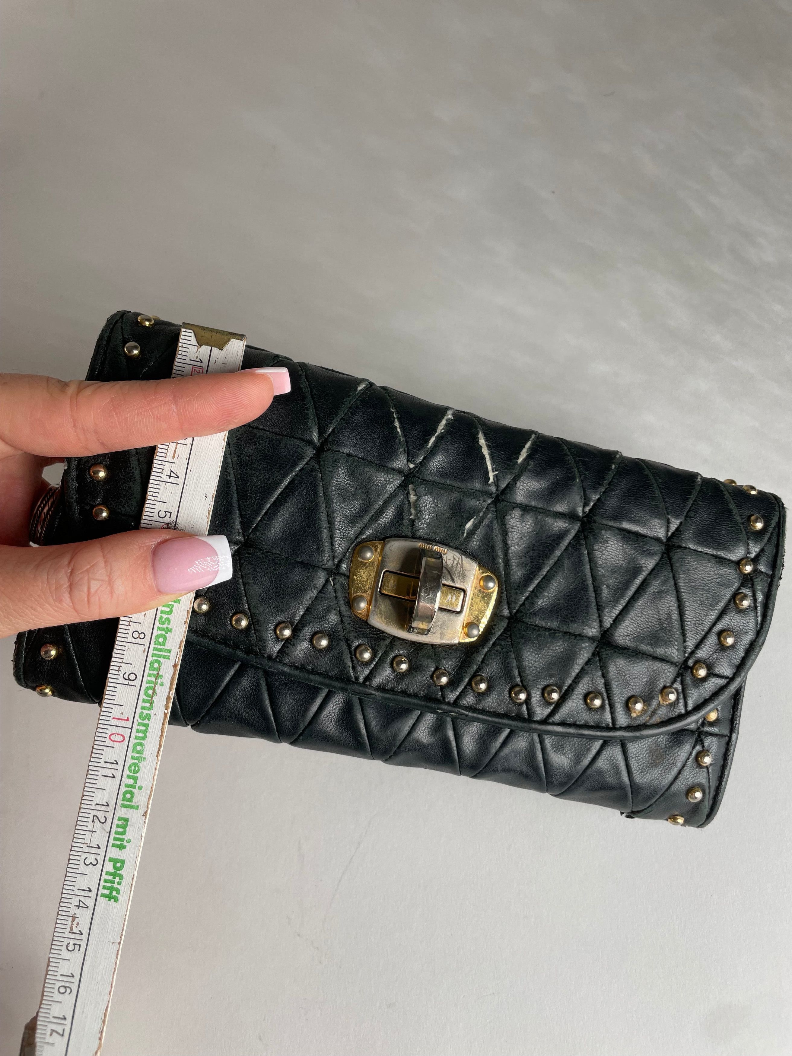 Miu Miu Vintage Studded Leather Wallet Black Size ONE SIZE - 8 Thumbnail