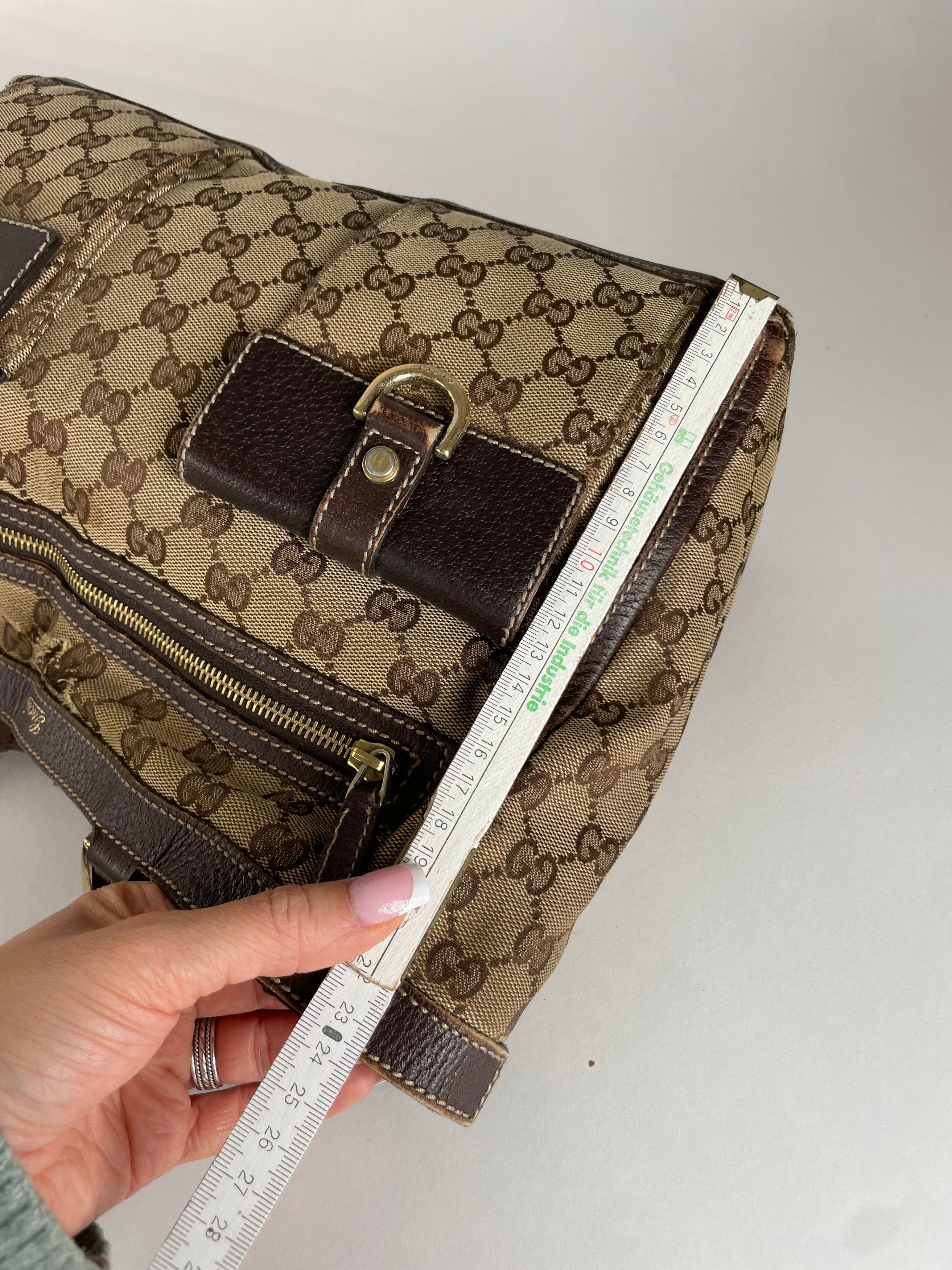Gucci Vintage Monogram Handbag Beige Brown Size ONE SIZE - 11 Thumbnail