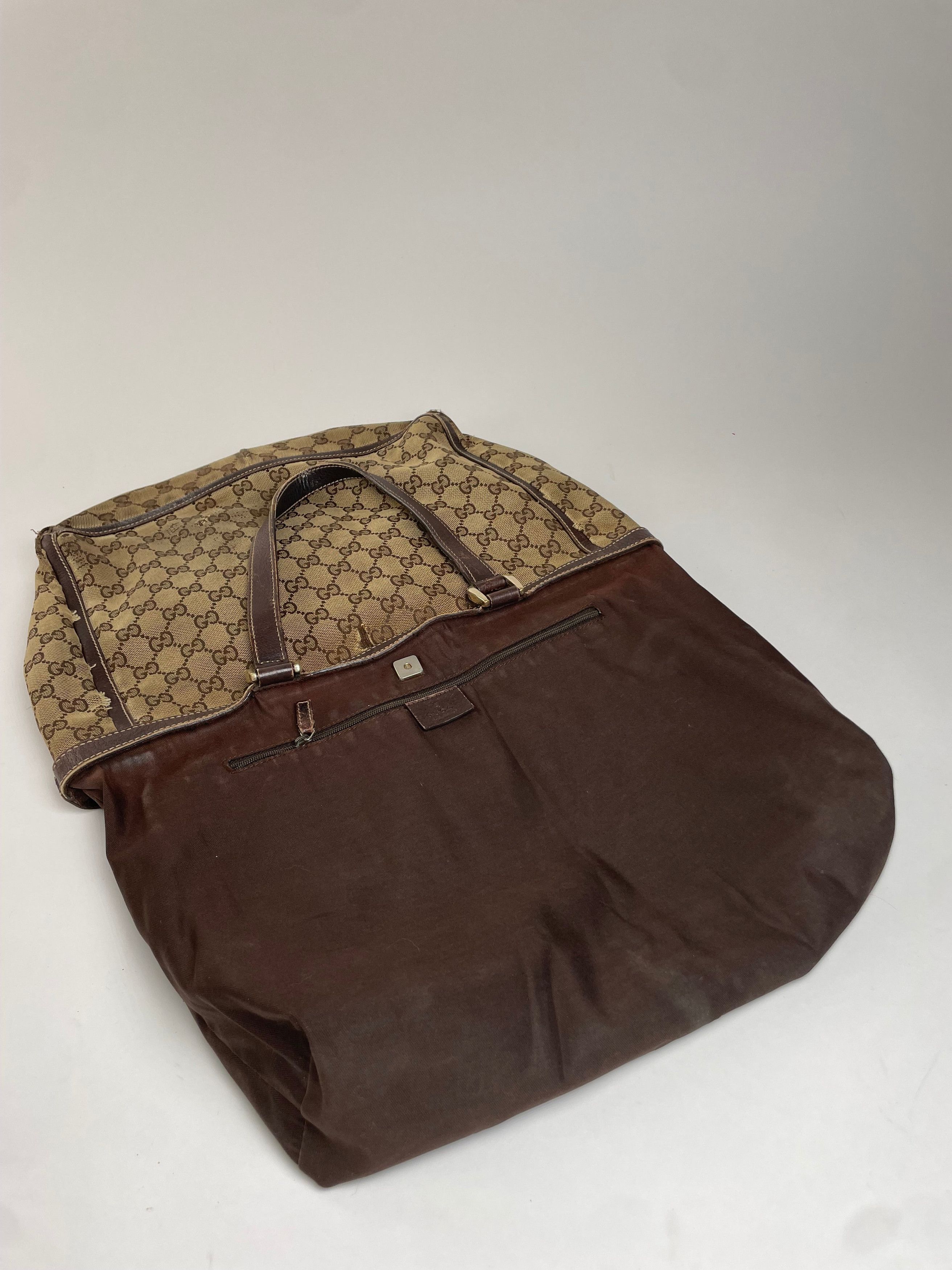 Gucci Vintage Monogram Handbag Beige Brown Size ONE SIZE - 3 Thumbnail