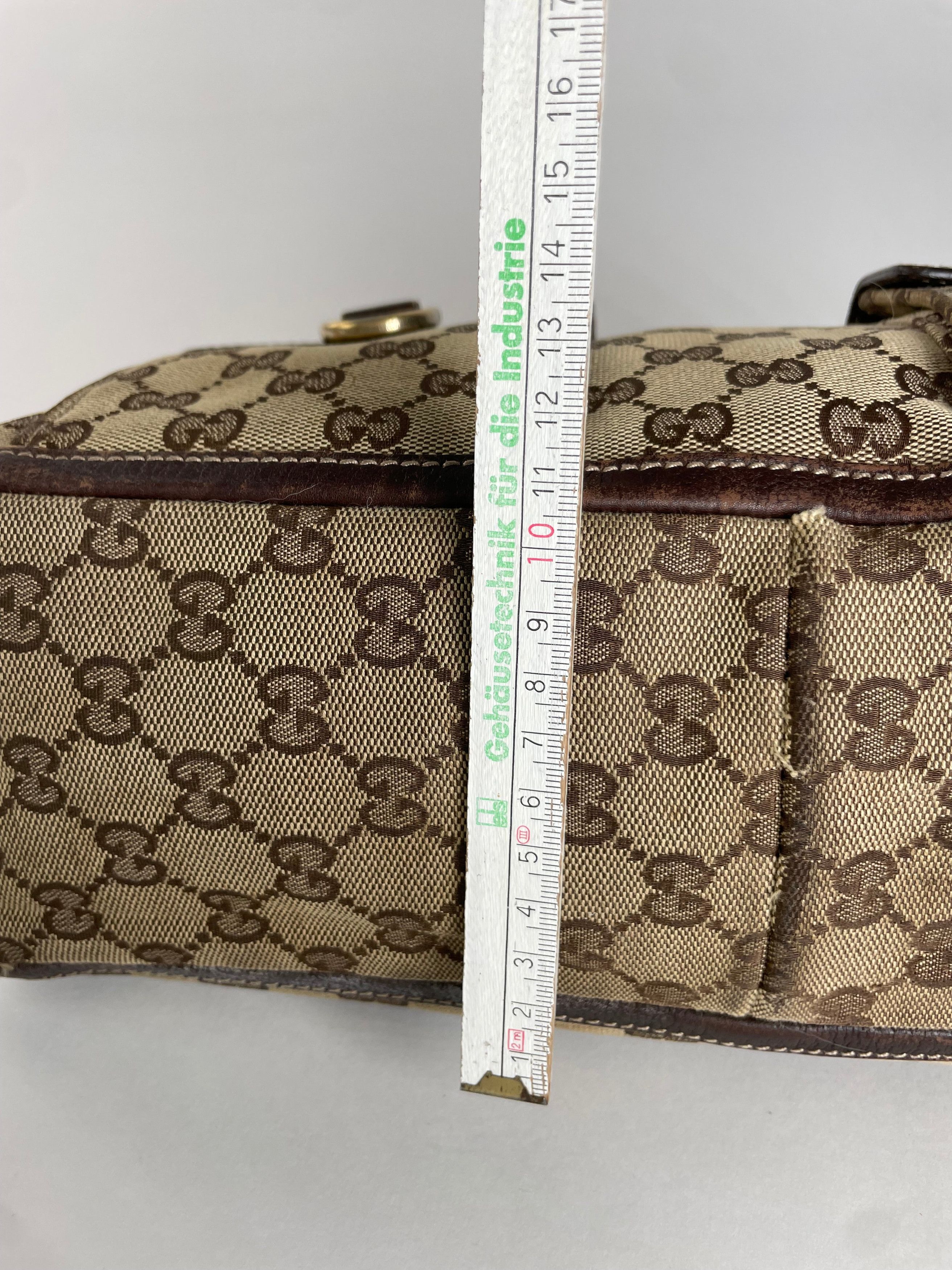 Gucci Vintage Monogram Handbag Beige Brown Size ONE SIZE - 13 Thumbnail
