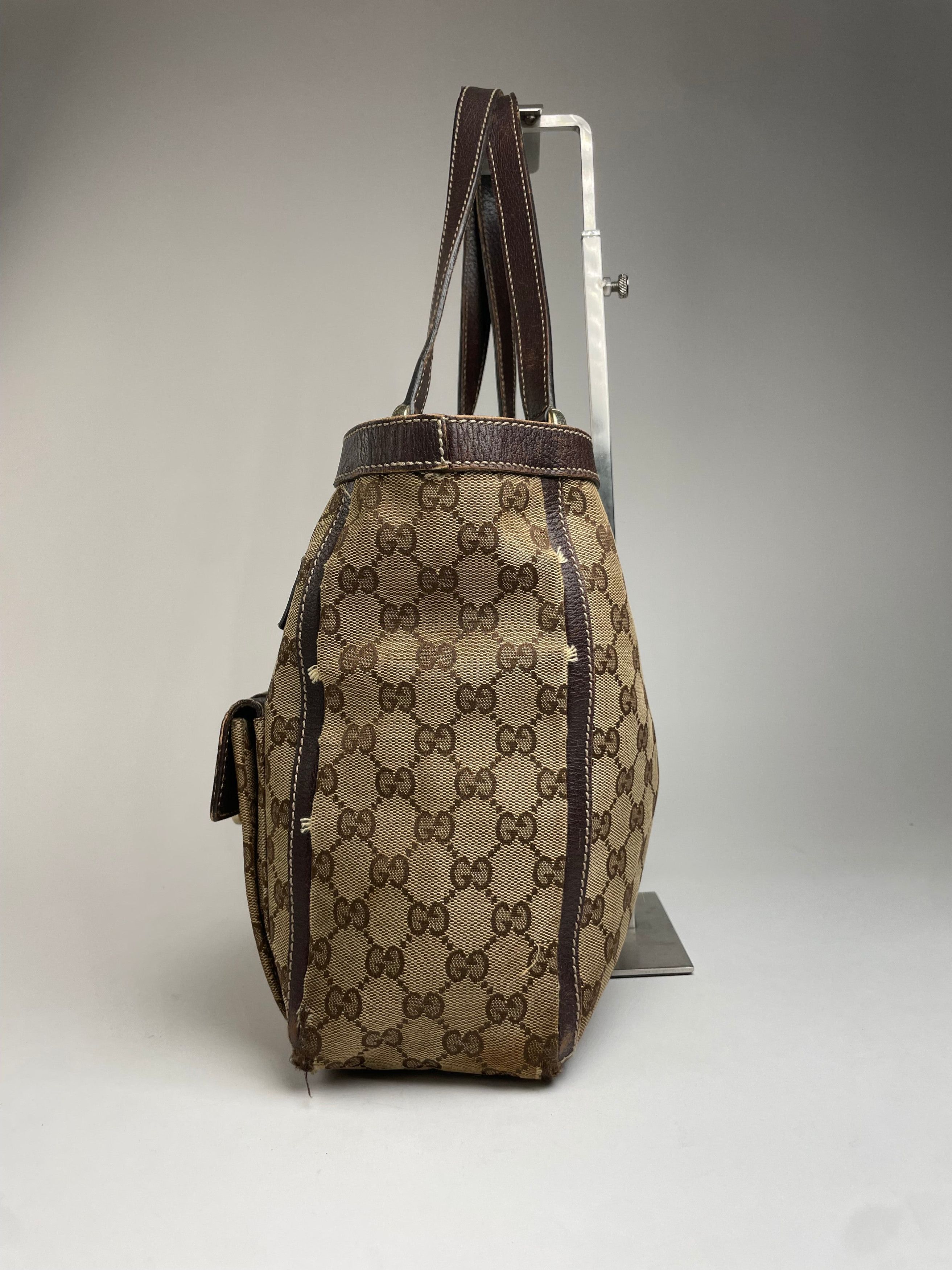 Gucci Vintage Monogram Handbag Beige Brown Size ONE SIZE - 6 Thumbnail