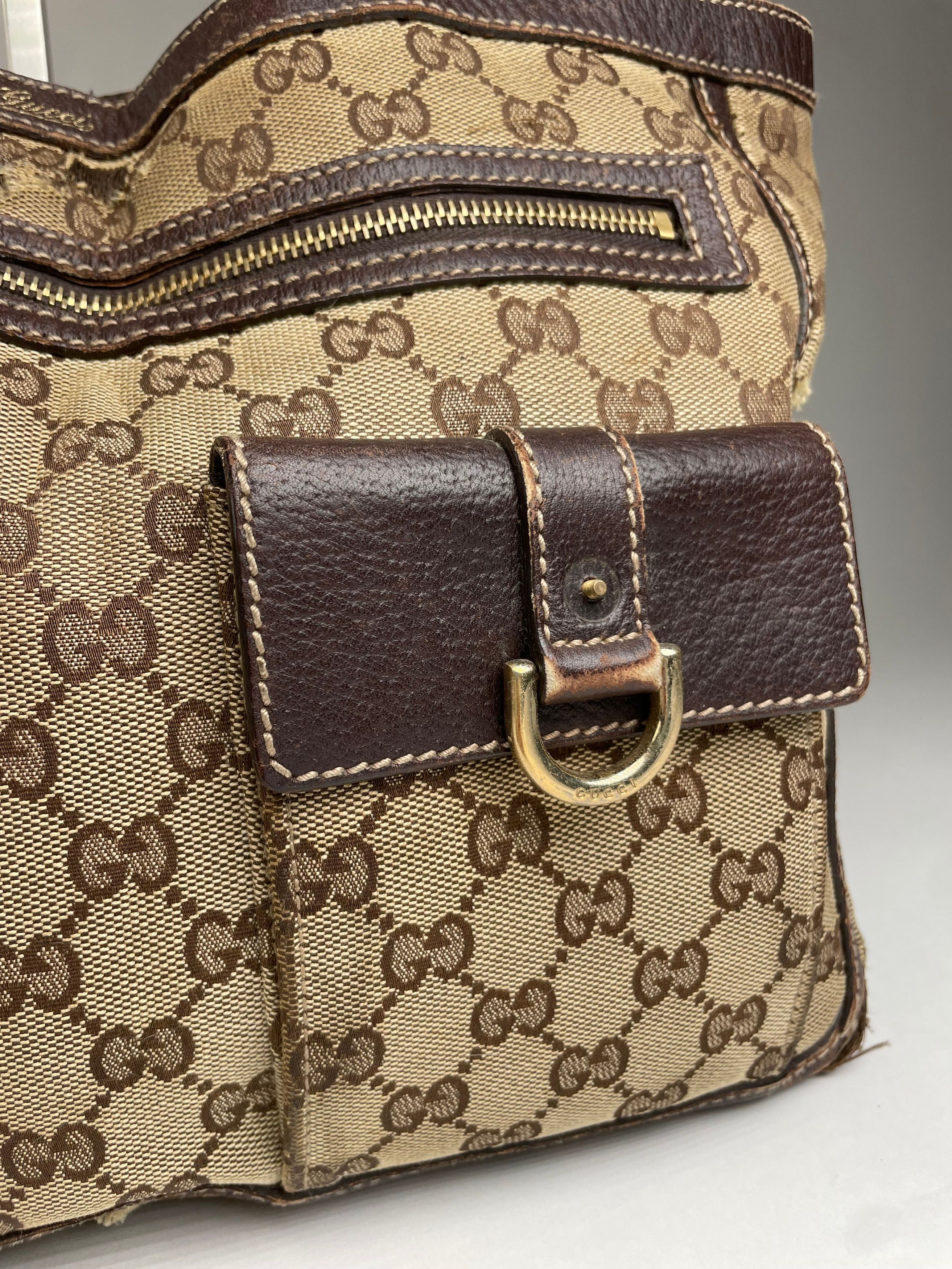 Gucci Vintage Monogram Handbag Beige Brown Size ONE SIZE - 7 Thumbnail
