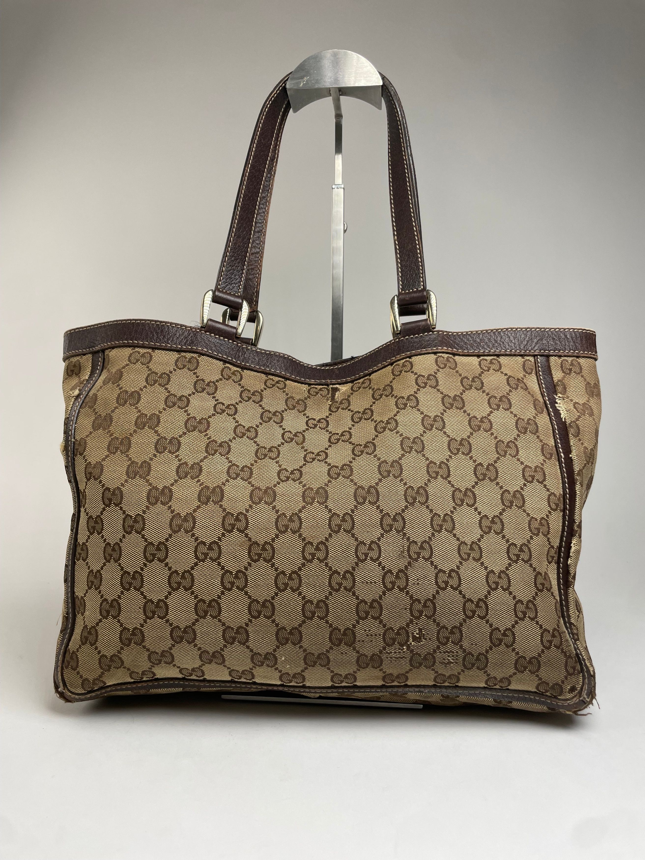 Gucci Vintage Monogram Handbag Beige Brown Size ONE SIZE - 2 Thumbnail