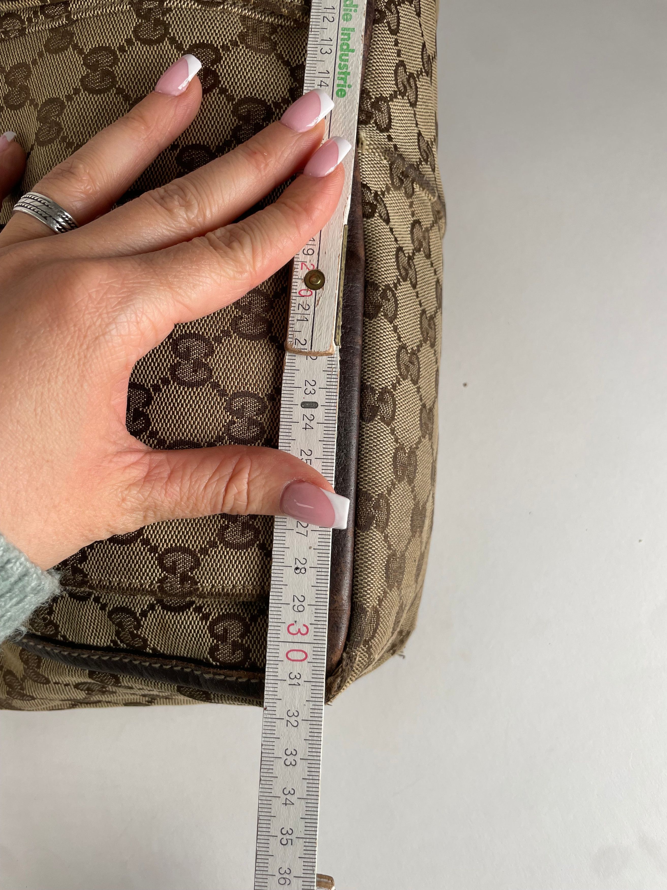 Gucci Vintage Monogram Handbag Beige Brown Size ONE SIZE - 12 Thumbnail