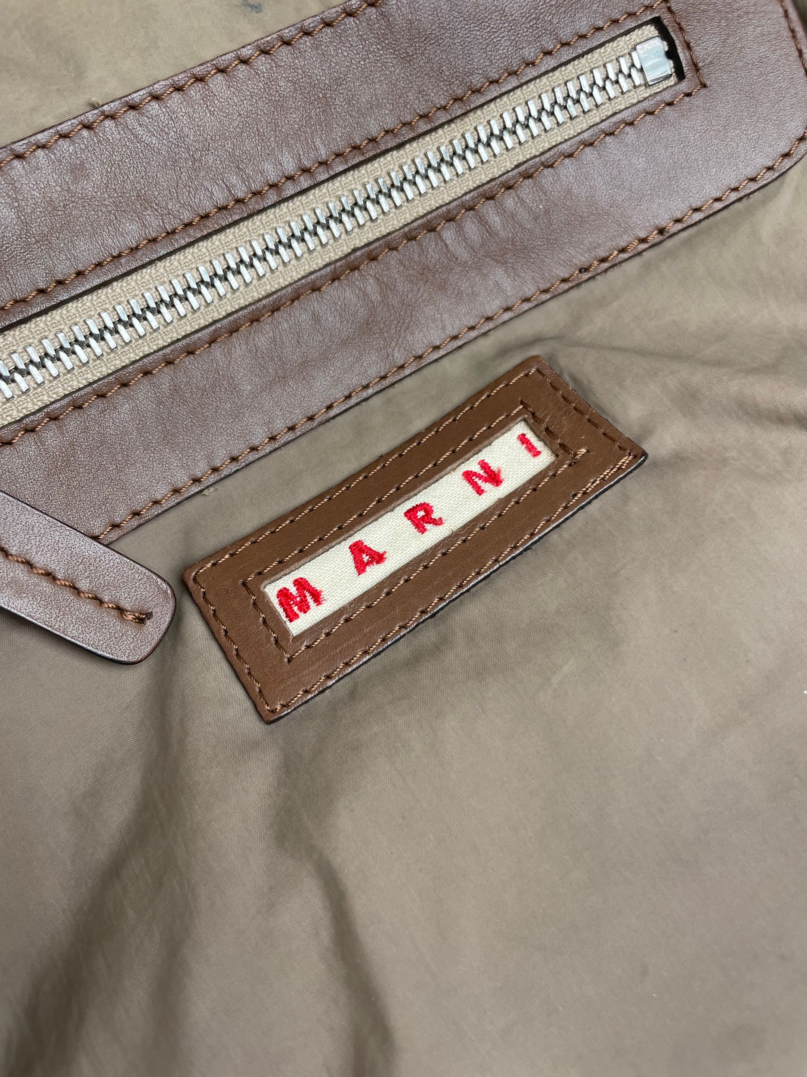 Marni Vintage Studded Floral Canvas Leather Tote bag beige brown g Size ONE SIZE - 10 Thumbnail