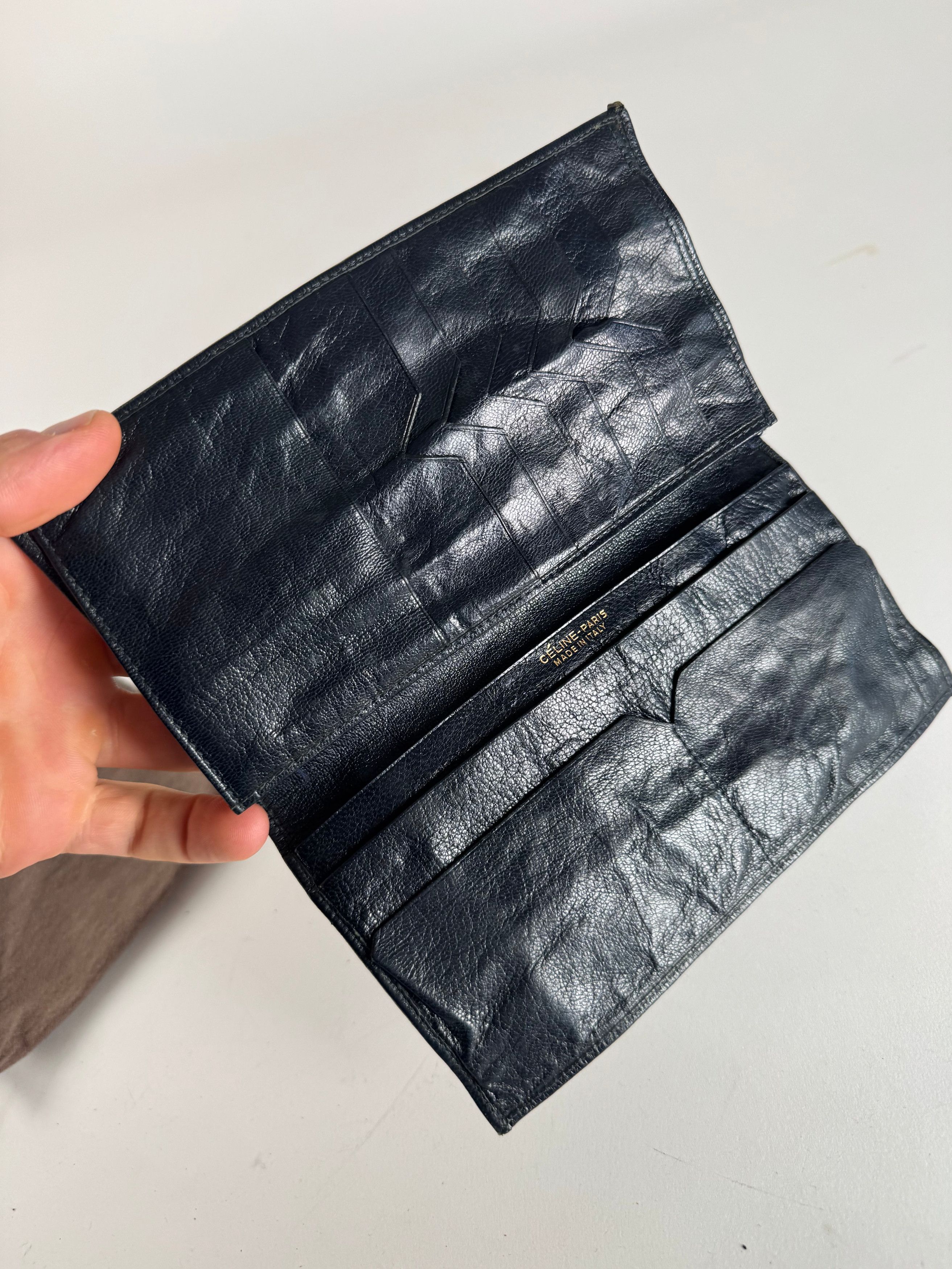 Celine Vintage Macadam Monogram ID Holder Card Holder Navy Grey Size ONE SIZE - 5 Thumbnail