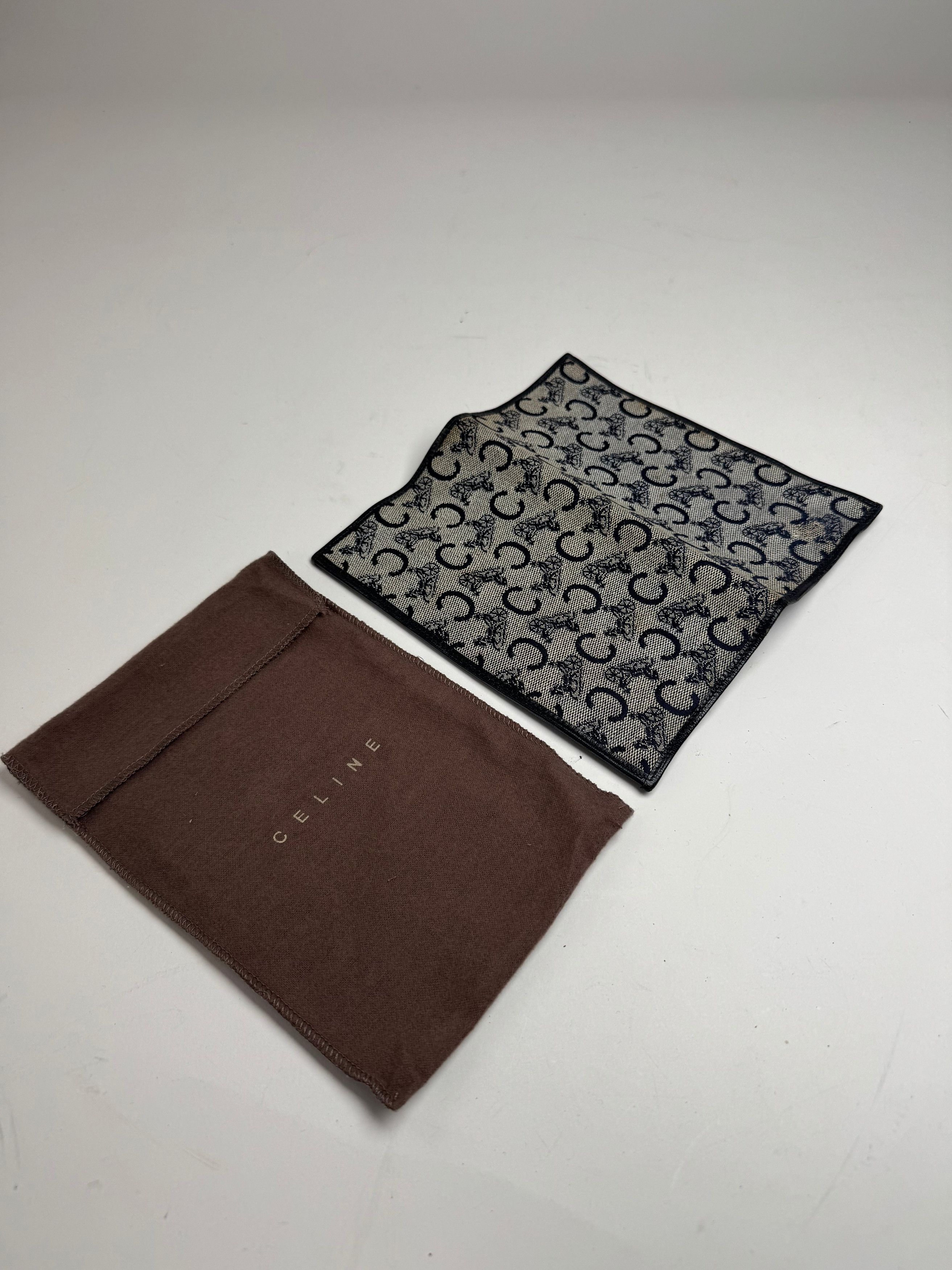 Celine Vintage Macadam Monogram ID Holder Card Holder Navy Grey Size ONE SIZE - 3 Thumbnail