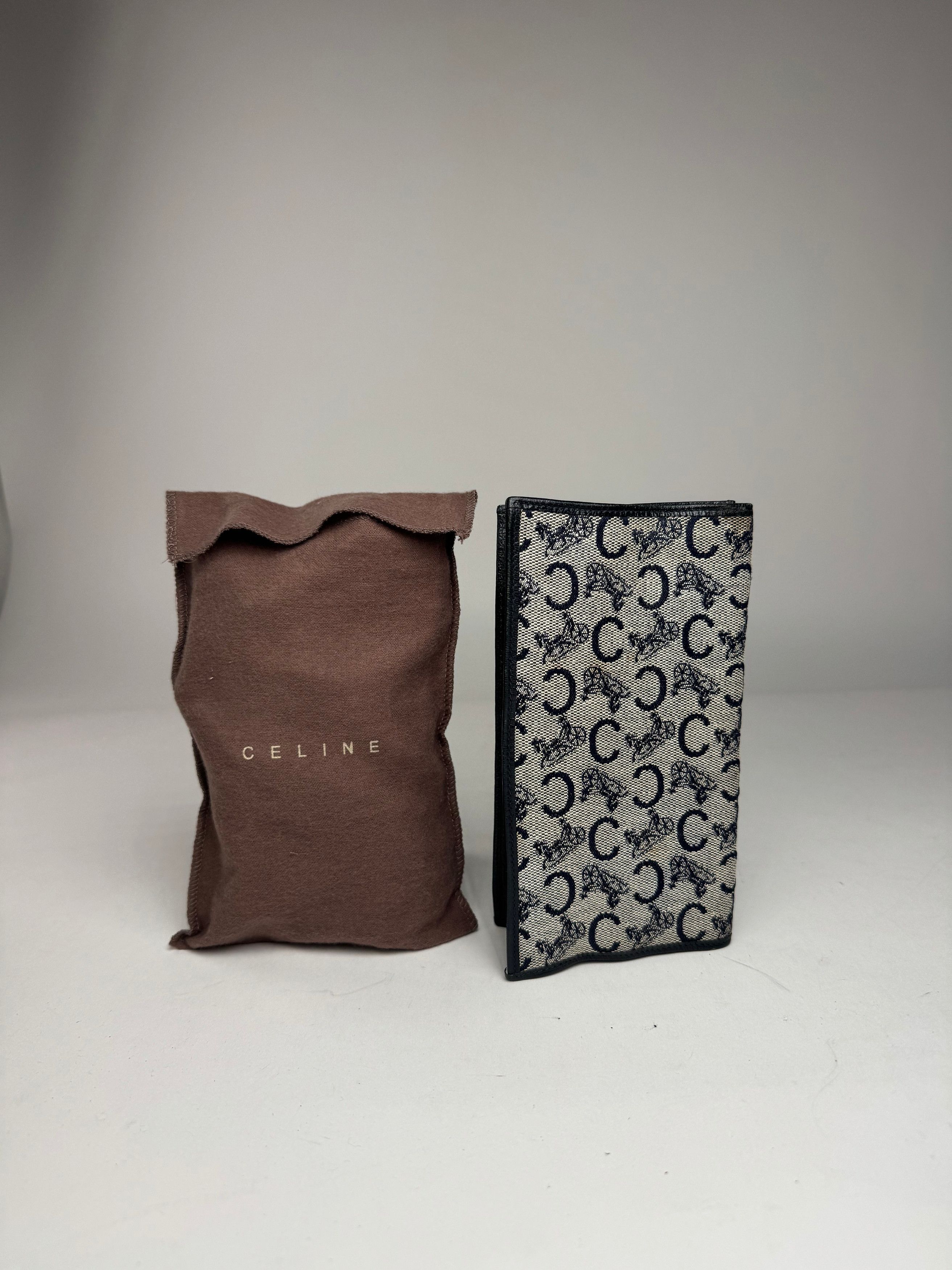Celine Vintage Macadam Monogram ID Holder Card Holder Navy Grey Size ONE SIZE - 9 Thumbnail