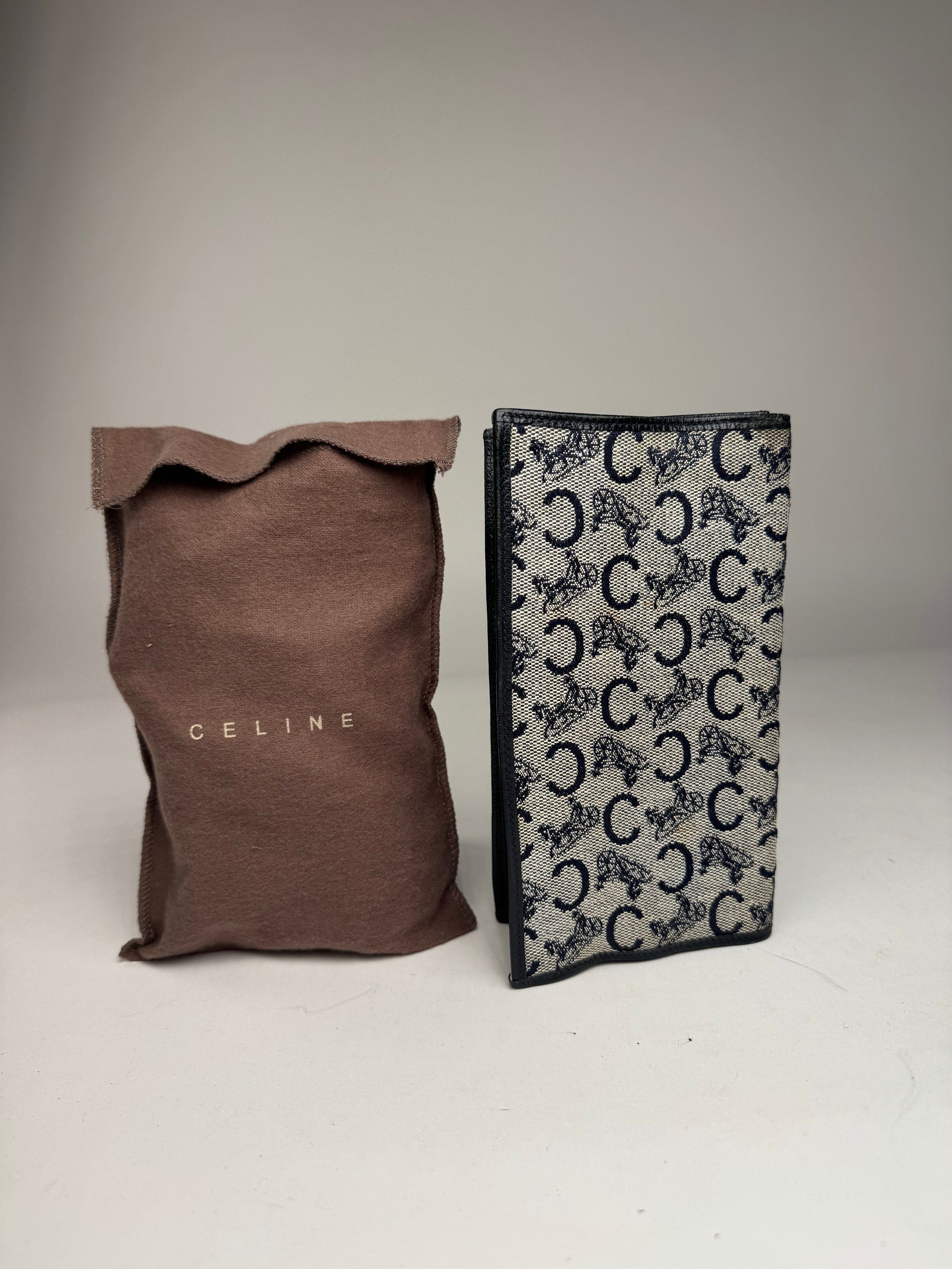 Celine Vintage Macadam Monogram ID Holder Card Holder Navy Grey Size ONE SIZE - 2 Thumbnail