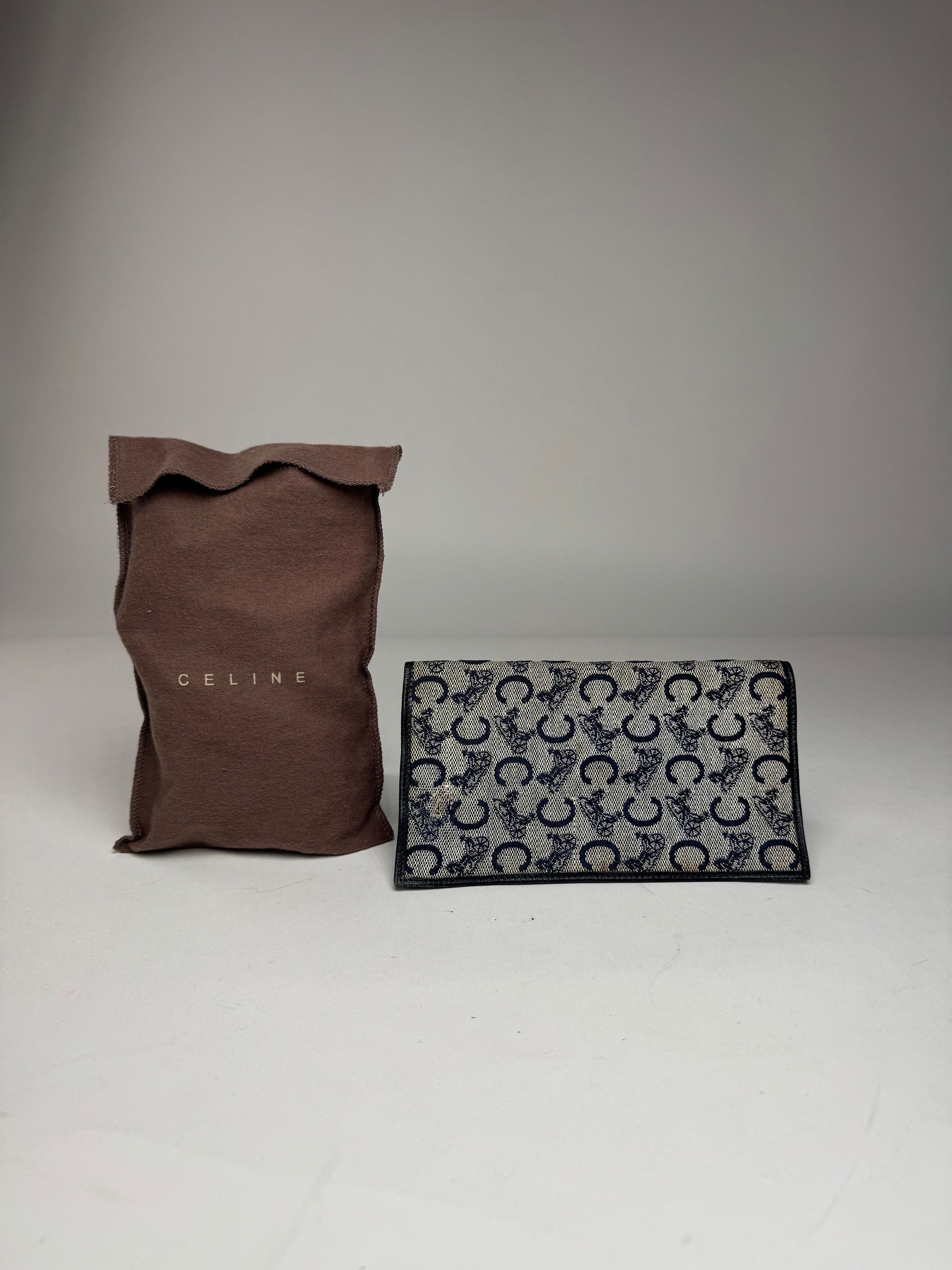 Celine Vintage Macadam Monogram ID Holder Card Holder Navy Grey Size ONE SIZE - 7 Thumbnail