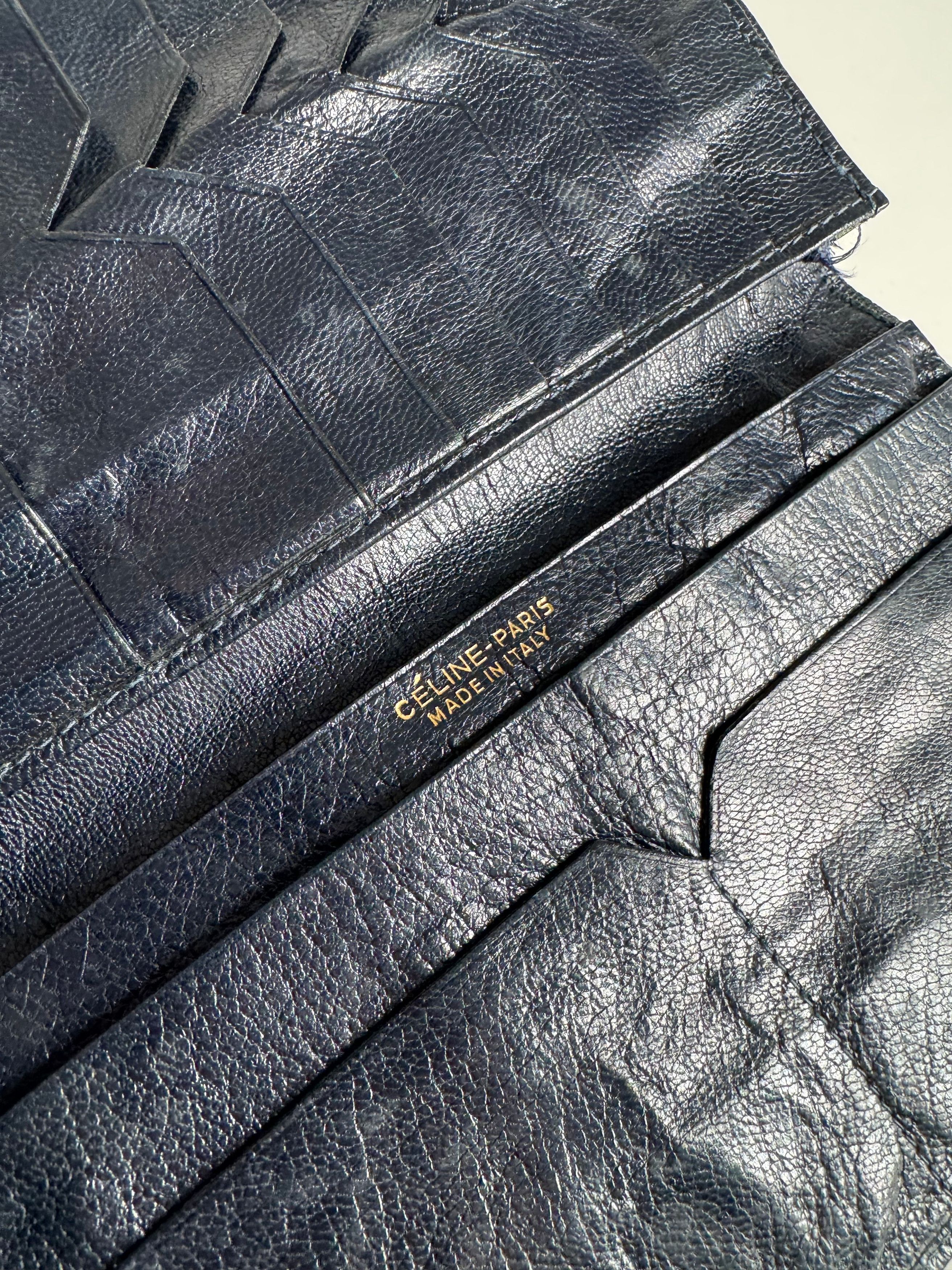 Celine Vintage Macadam Monogram ID Holder Card Holder Navy Grey Size ONE SIZE - 6 Thumbnail