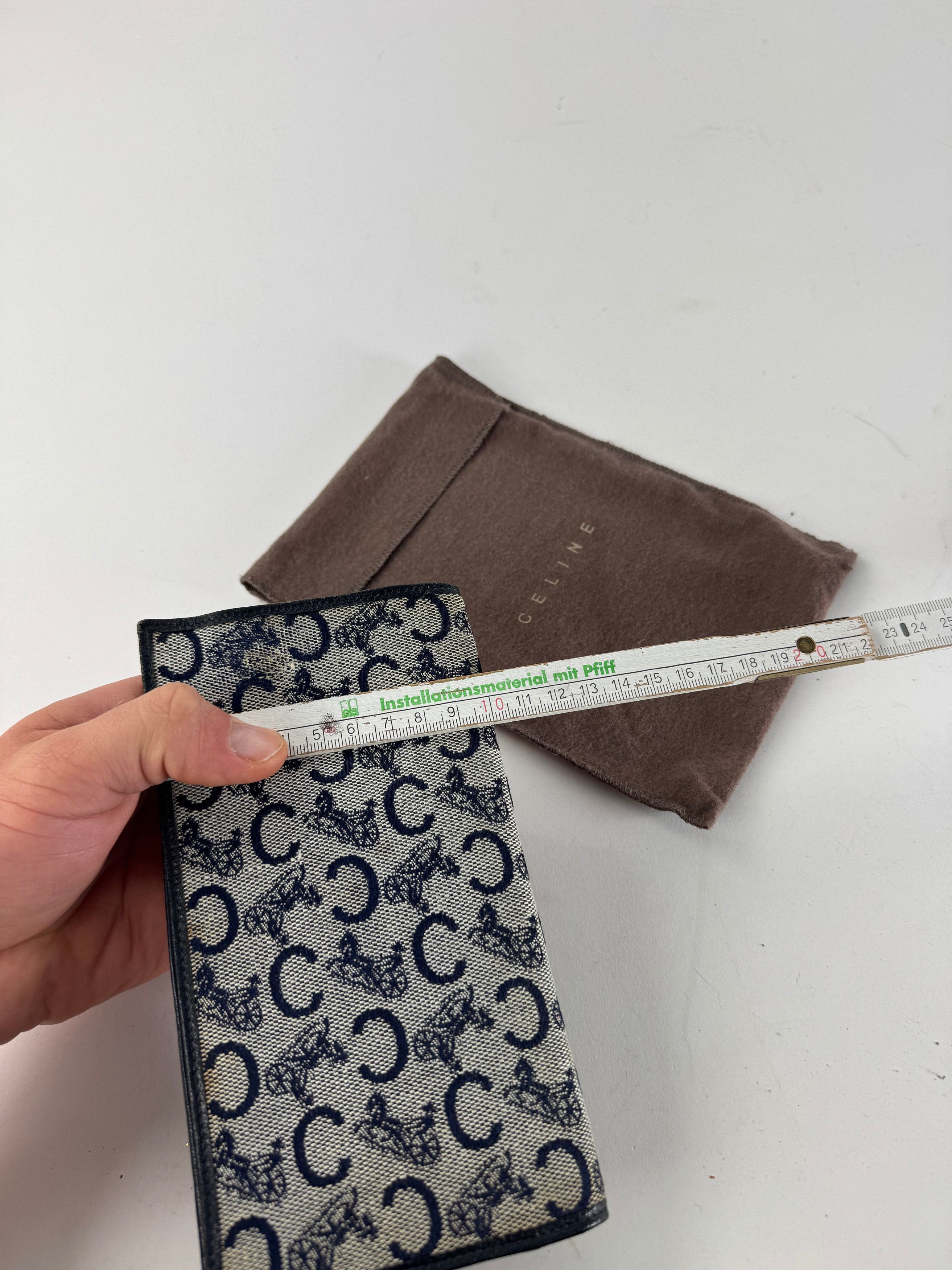 Celine Vintage Macadam Monogram ID Holder Card Holder Navy Grey Size ONE SIZE - 10 Thumbnail