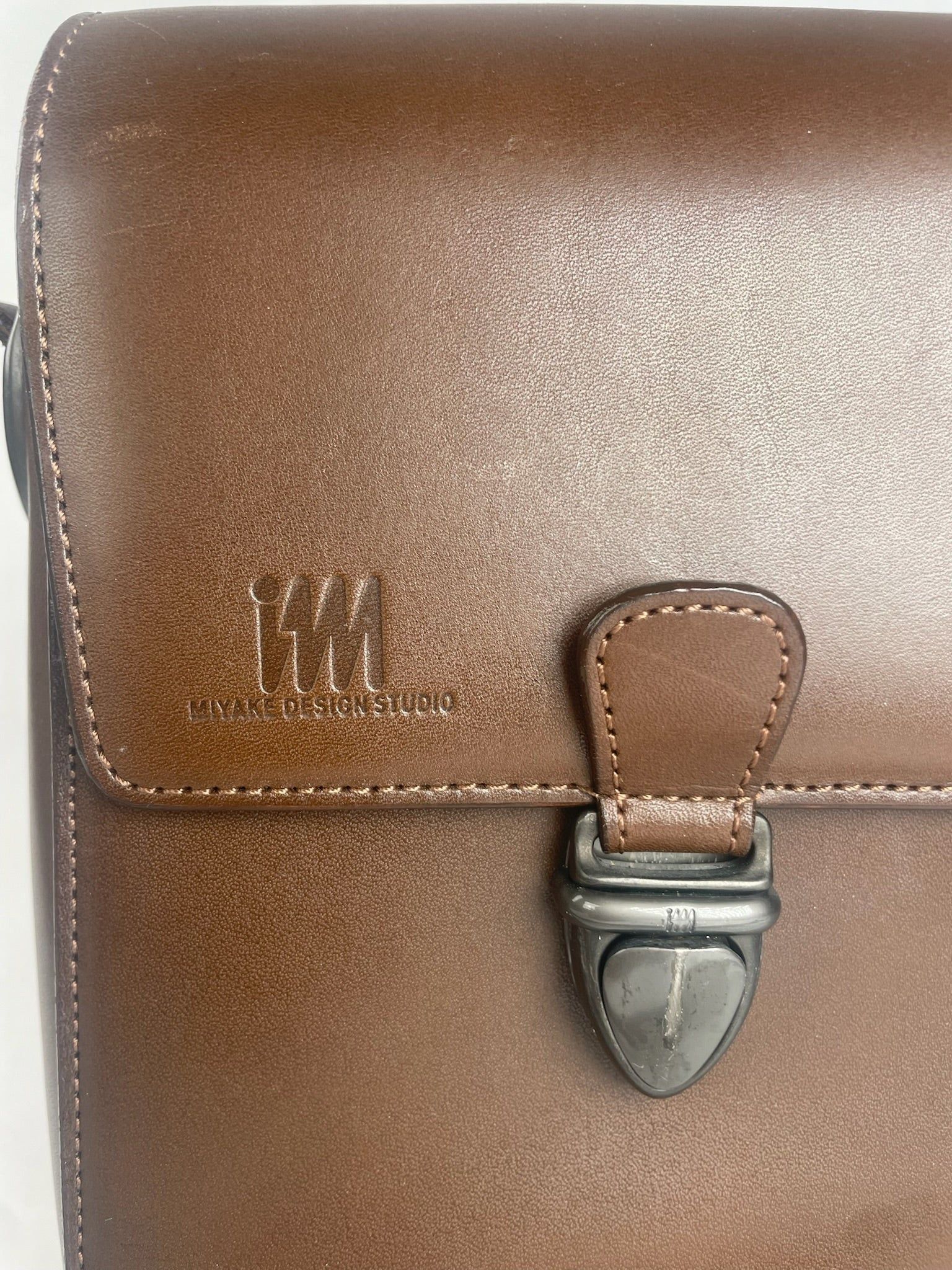 Issey Miyake Vintage Leather Shoulder Briefcase Brown Size ONE SIZE - 14 Thumbnail