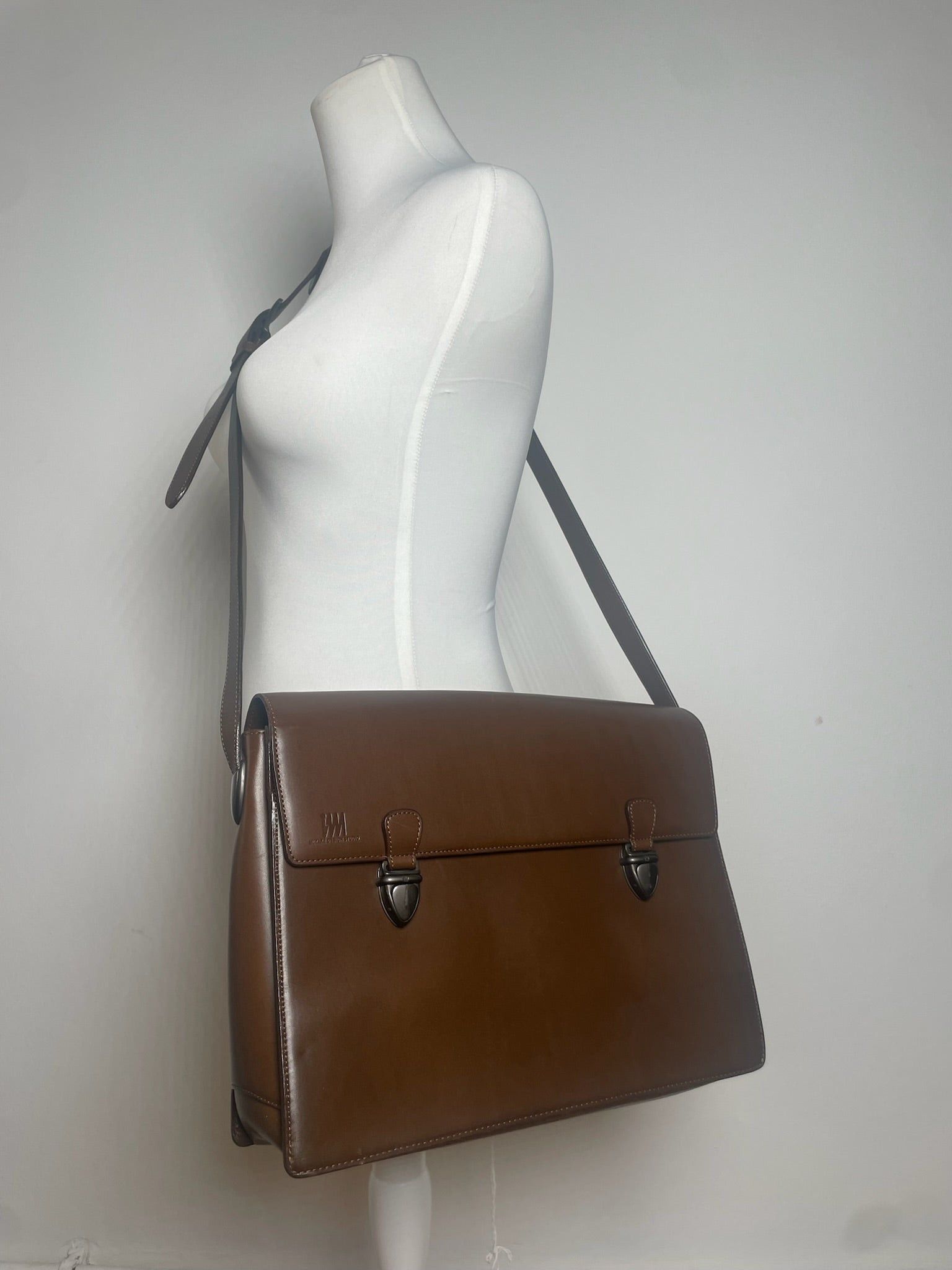 Issey Miyake Vintage Leather Shoulder Briefcase Brown Size ONE SIZE - 4 Thumbnail