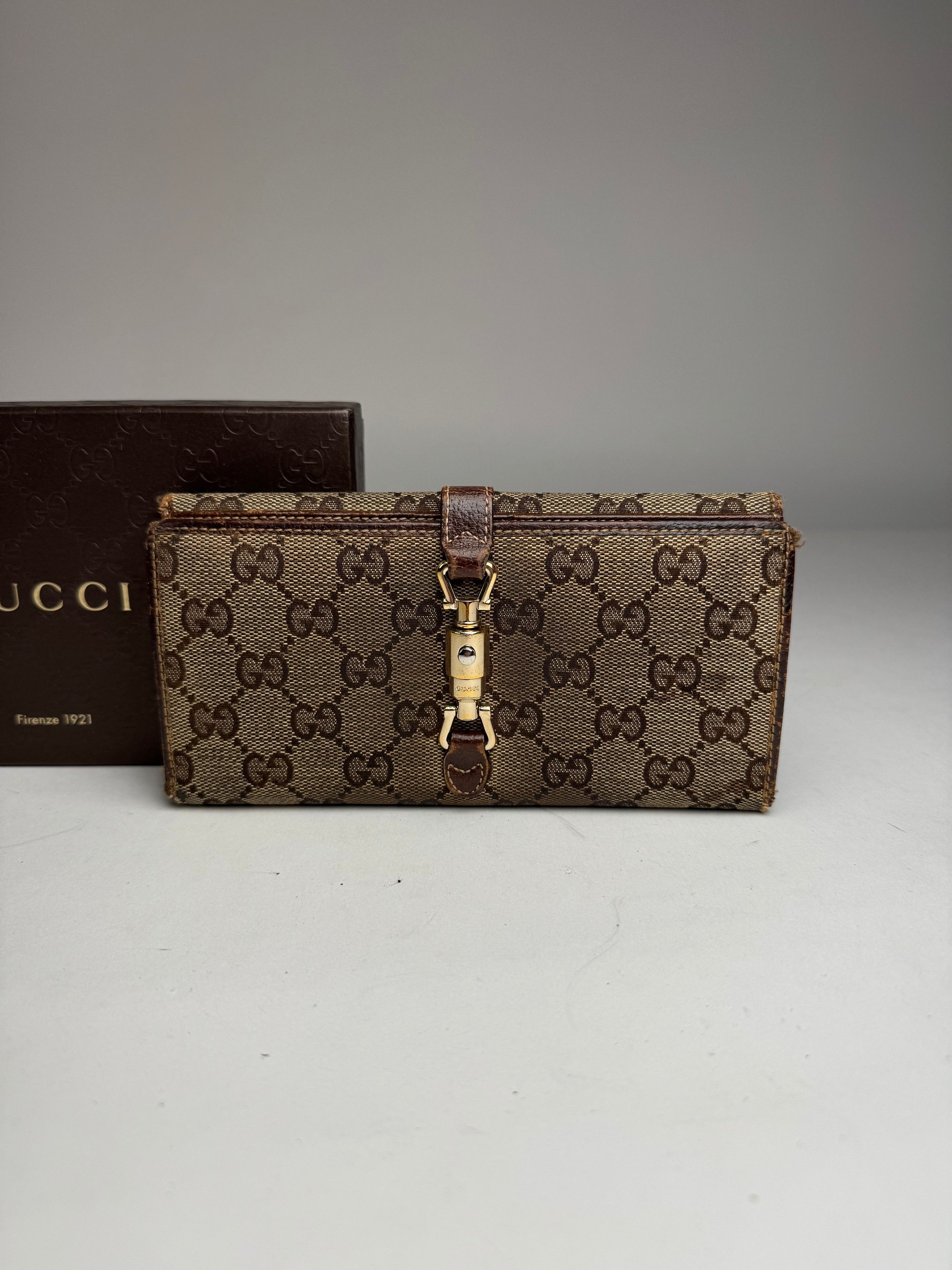 Gucci Jackie Monogram Leather Wallet Brown Size ONE SIZE - 10 Thumbnail