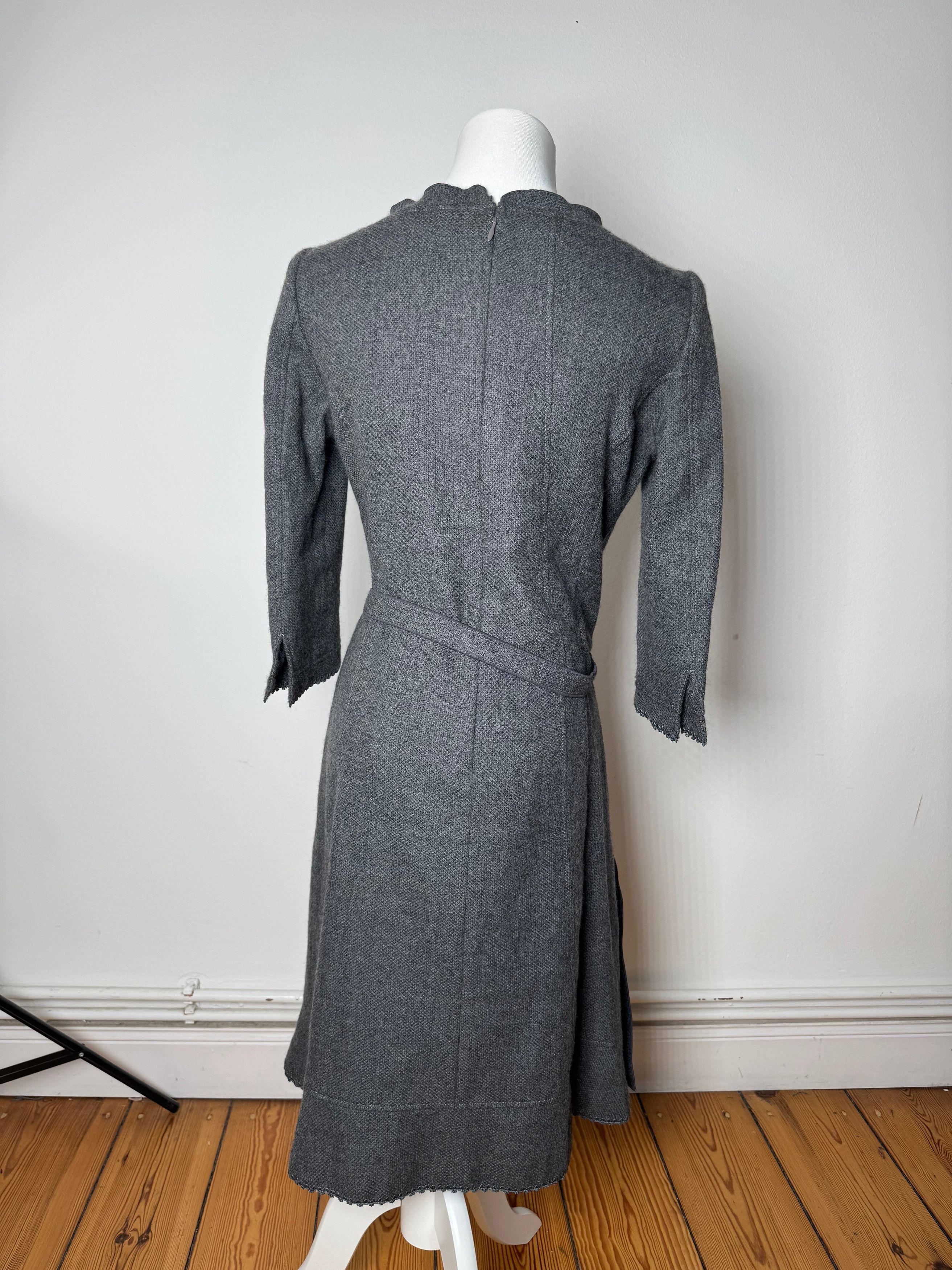 Courreges Vintage Wool Dress Grey 38/M Size L / US 10 / IT 46 - 3 Thumbnail