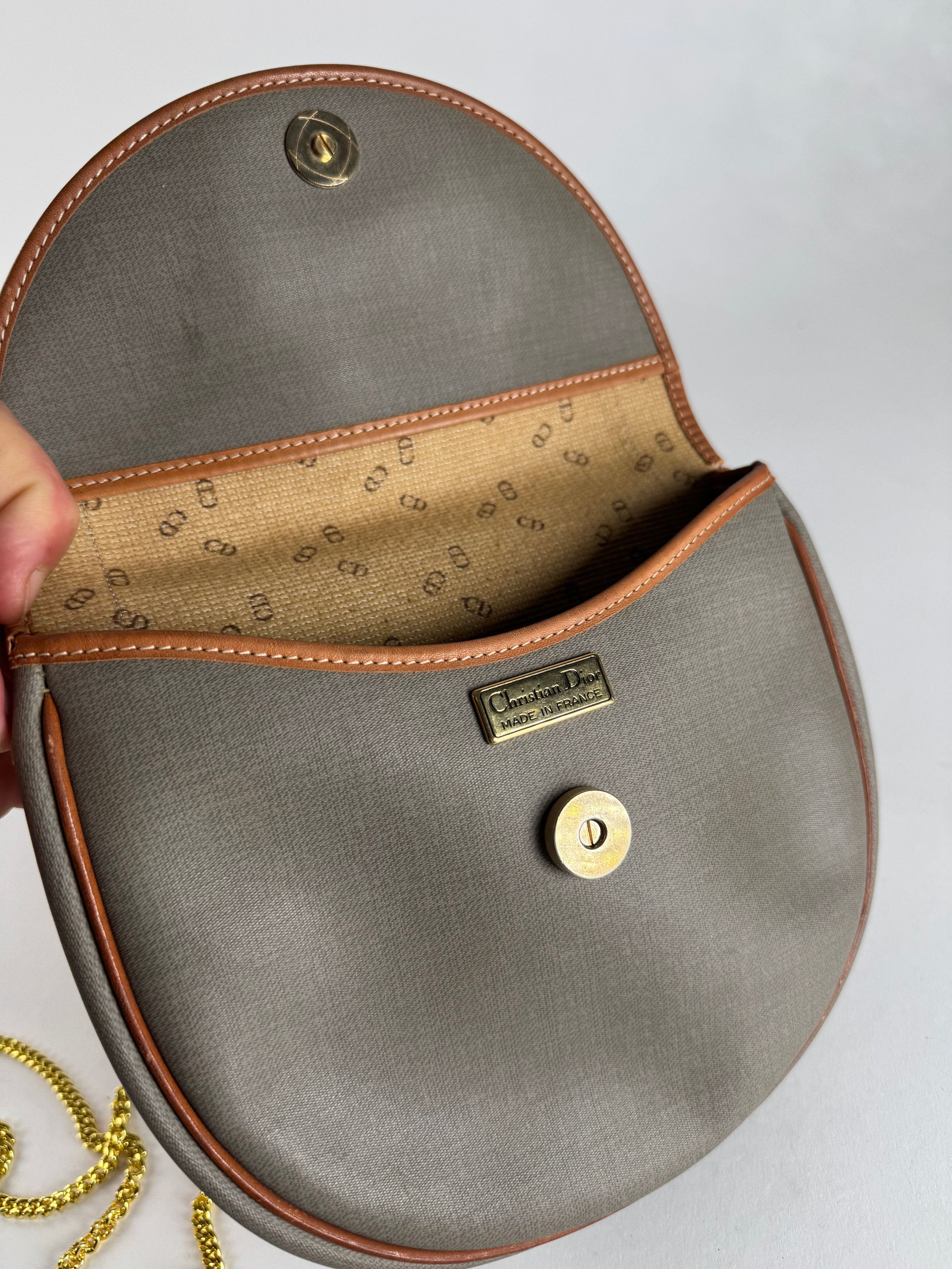 Dior Vintage Leather Bag Grey Brown Size ONE SIZE - 4 Thumbnail