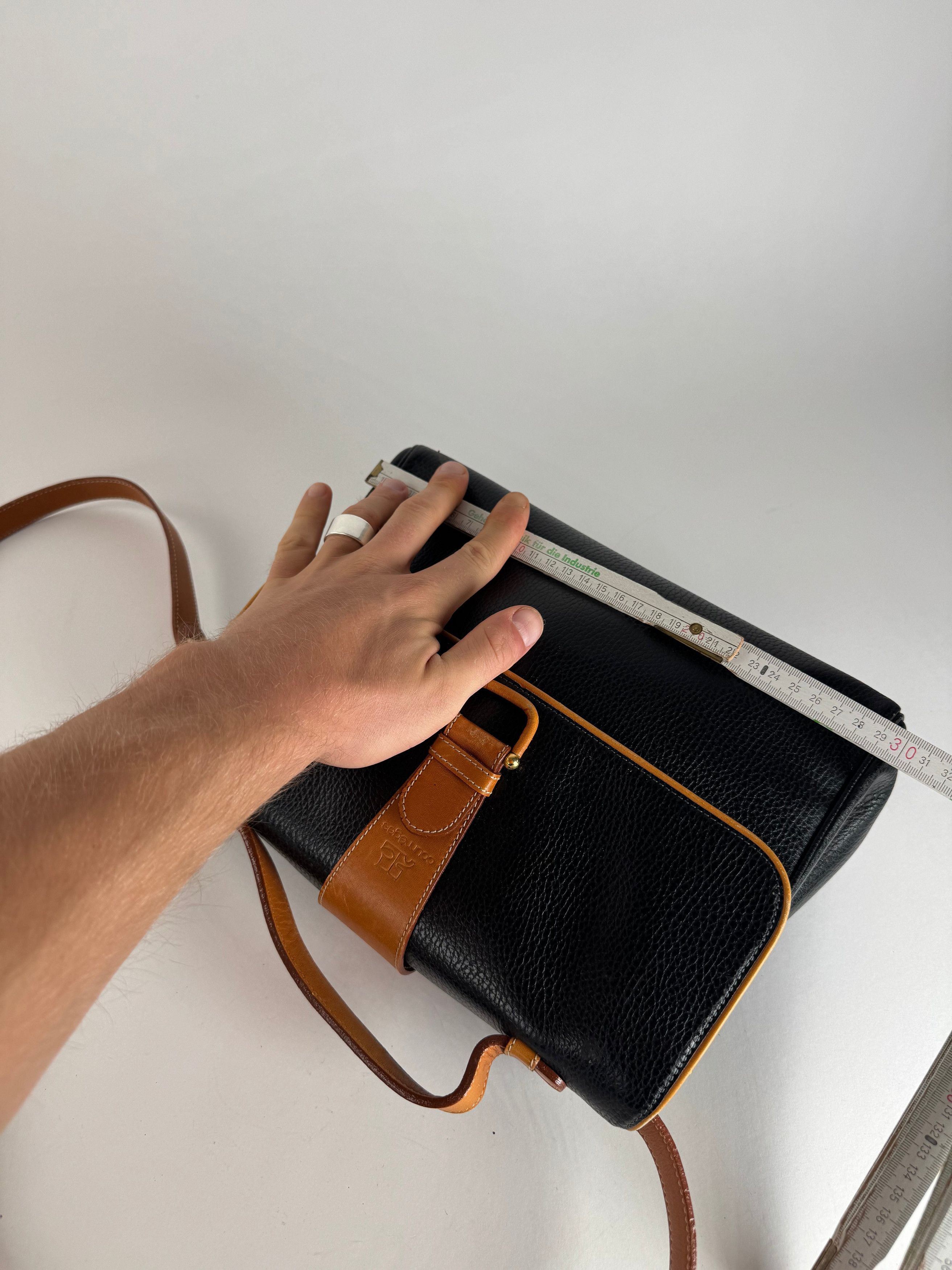 Courreges Vintage 2Way Leather Bag Black Brown Size ONE SIZE - 12 Thumbnail