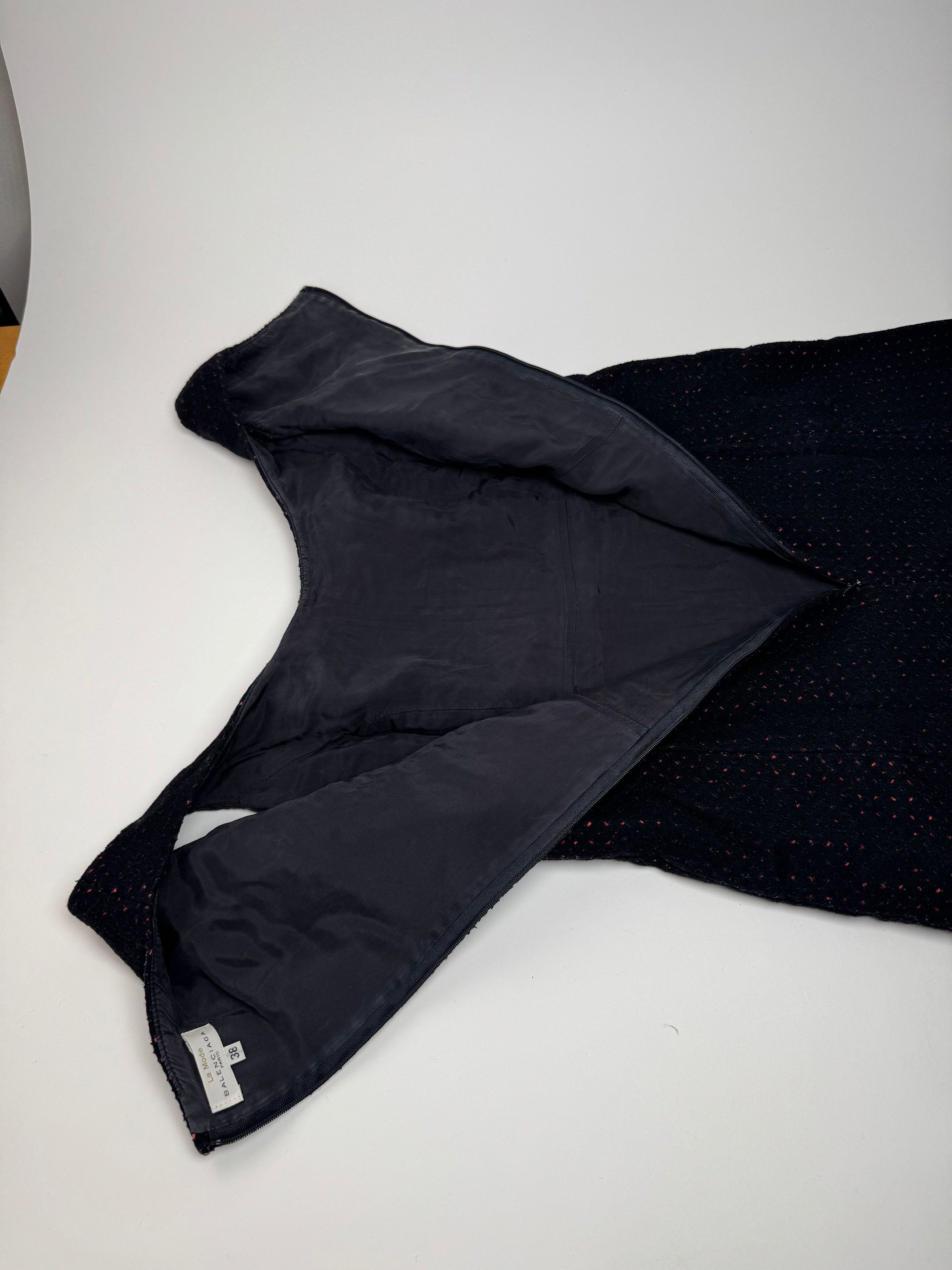Balenciaga Vintage Polkadot Wool Dress Black Red 38/M Size S / US 4 / IT 40 - 10 Thumbnail