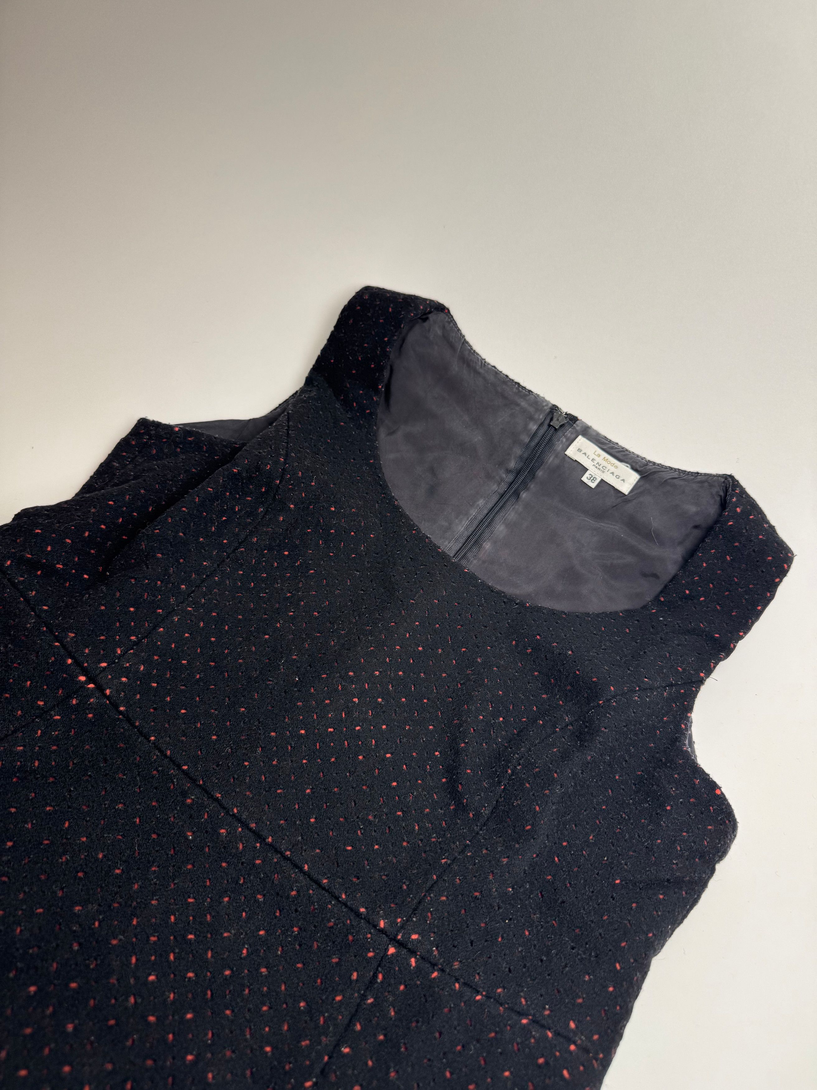 Balenciaga Vintage Polkadot Wool Dress Black Red 38/M Size S / US 4 / IT 40 - 5 Thumbnail