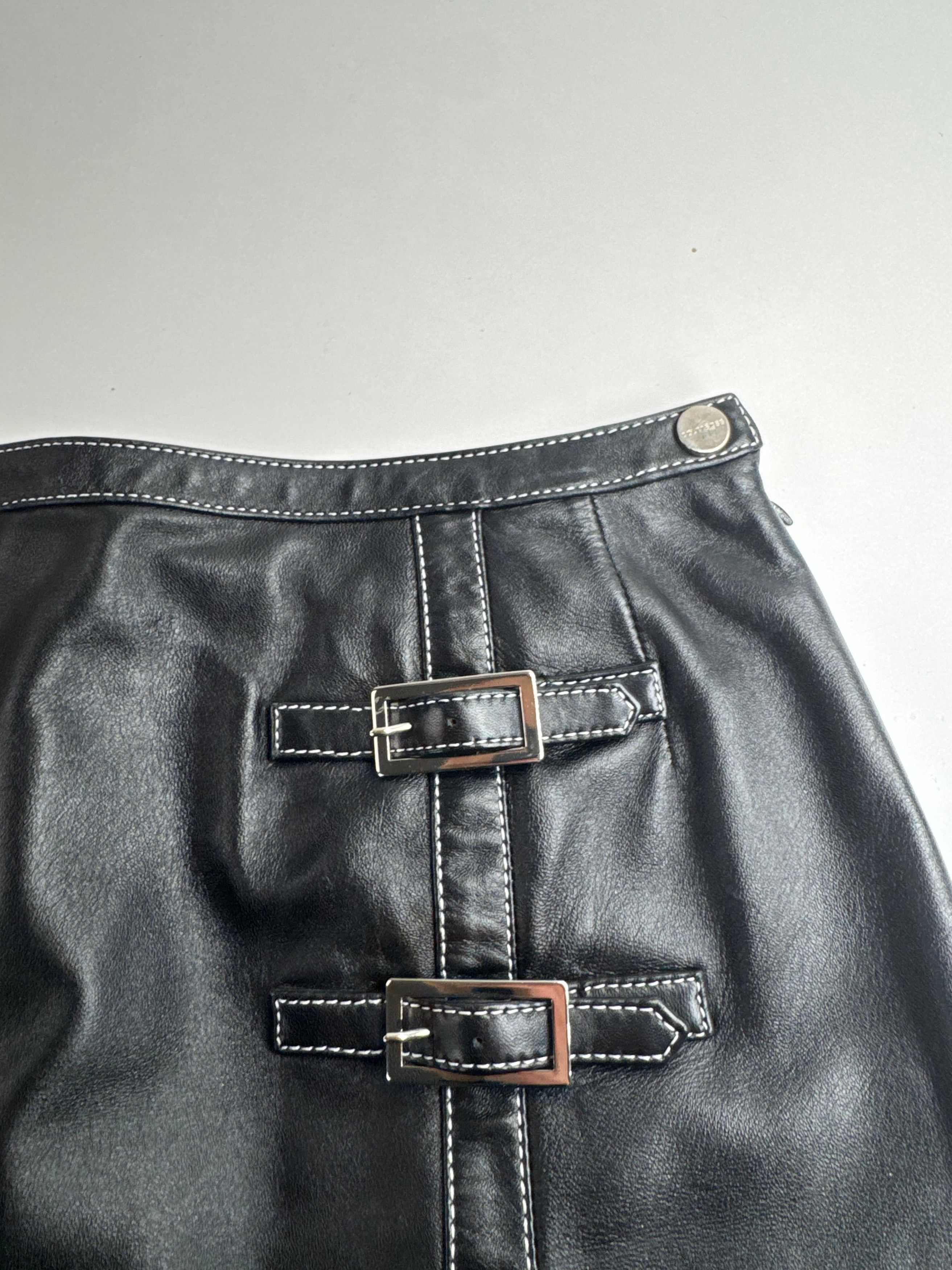 Courreges Vintage Leather Skirt Black Size 30" / US 8 / IT 44 - 6 Thumbnail
