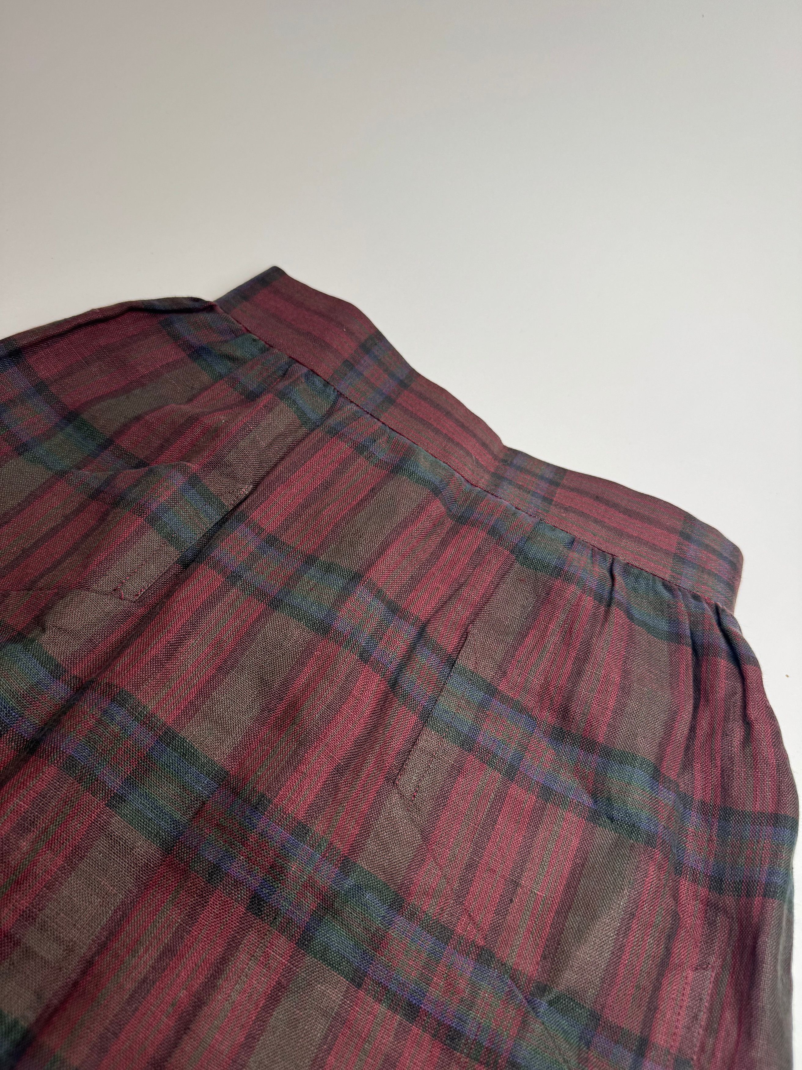 Other Vintage Yves Saint Laurent Canvas Checked Skirt burgundy Gre Size 27" / US 4 / IT 40 - 4 Thumbnail