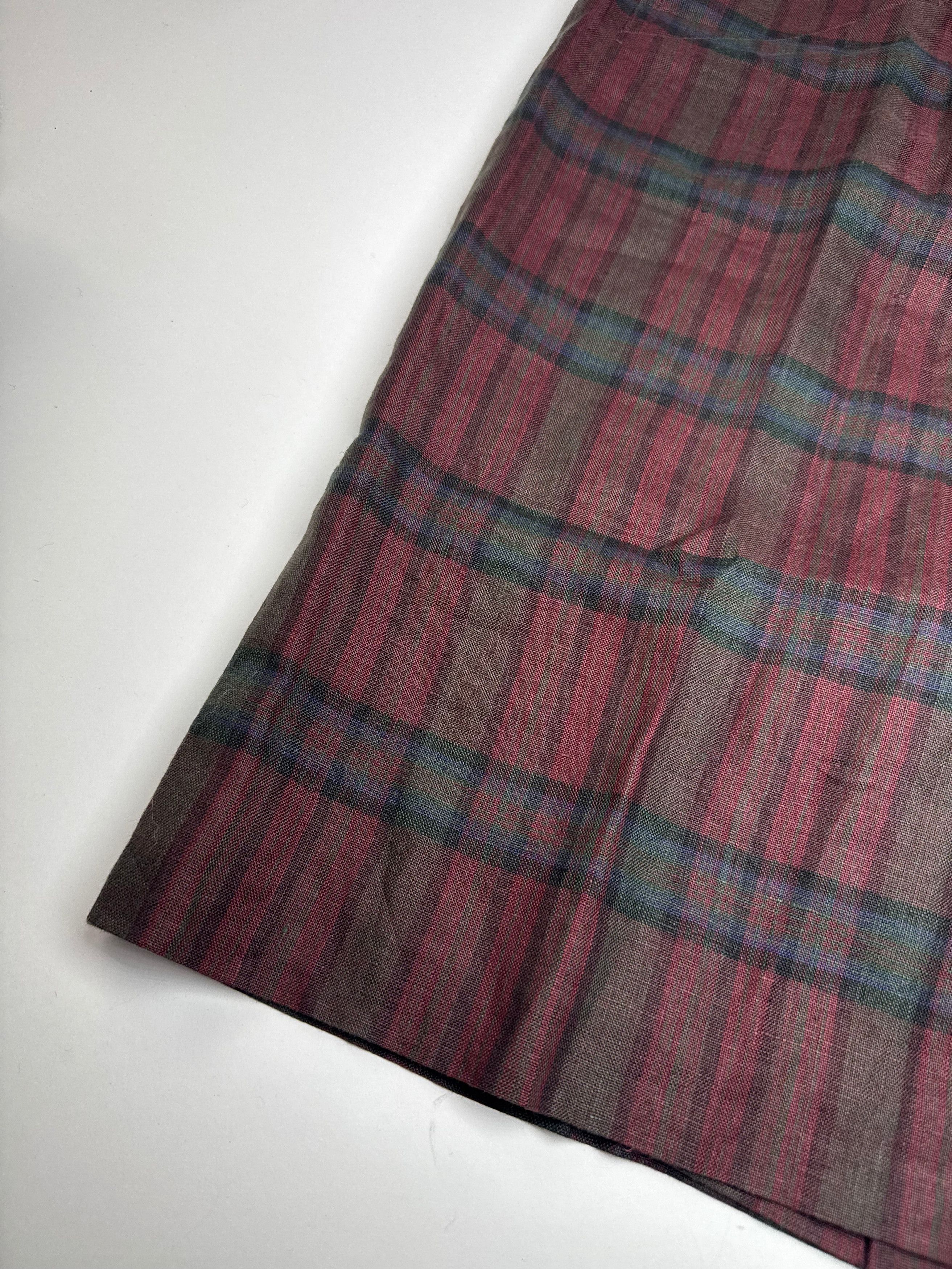 Other Vintage Yves Saint Laurent Canvas Checked Skirt burgundy Gre Size 27" / US 4 / IT 40 - 5 Thumbnail