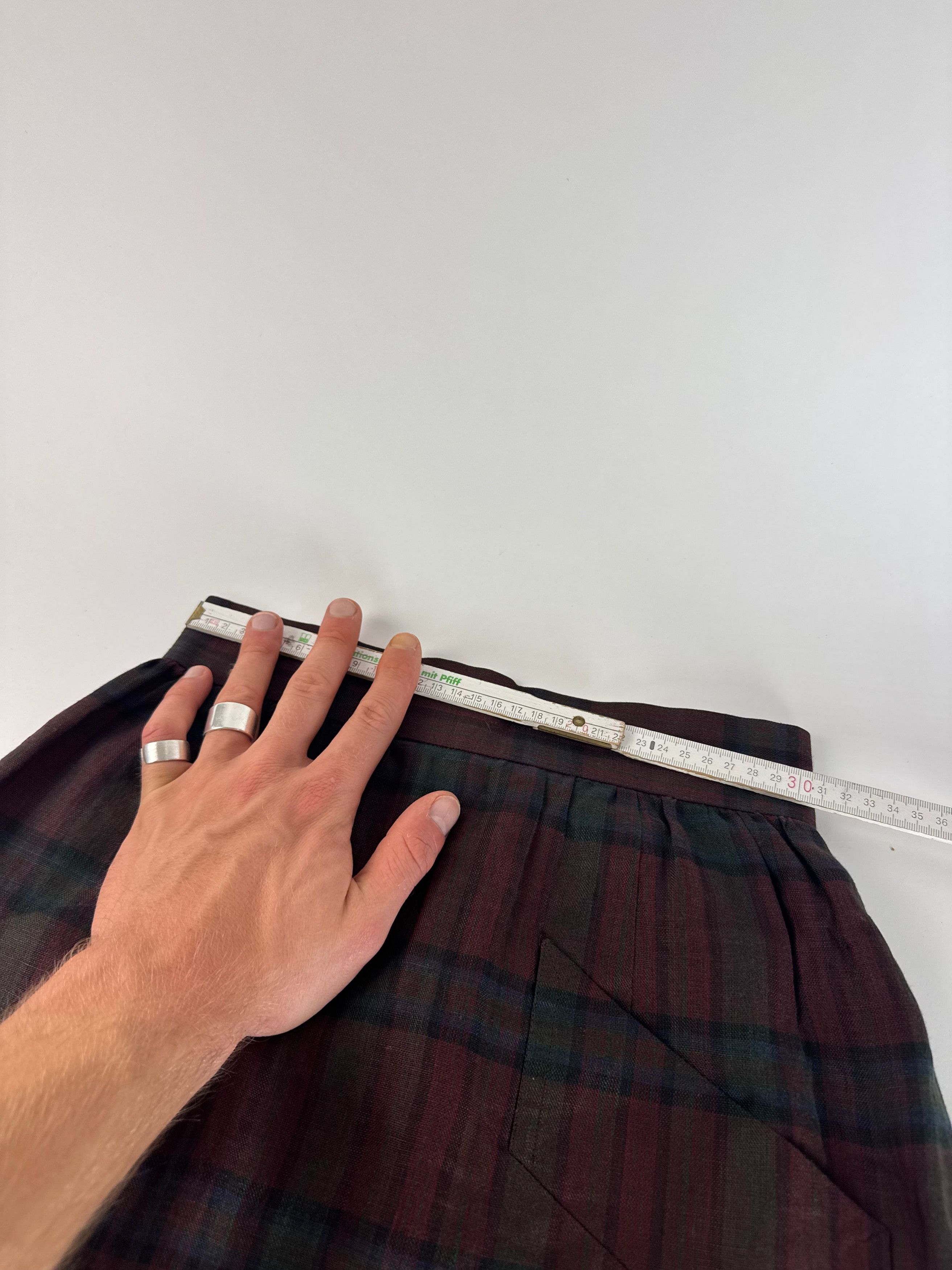 Other Vintage Yves Saint Laurent Canvas Checked Skirt burgundy Gre Size 27" / US 4 / IT 40 - 6 Thumbnail