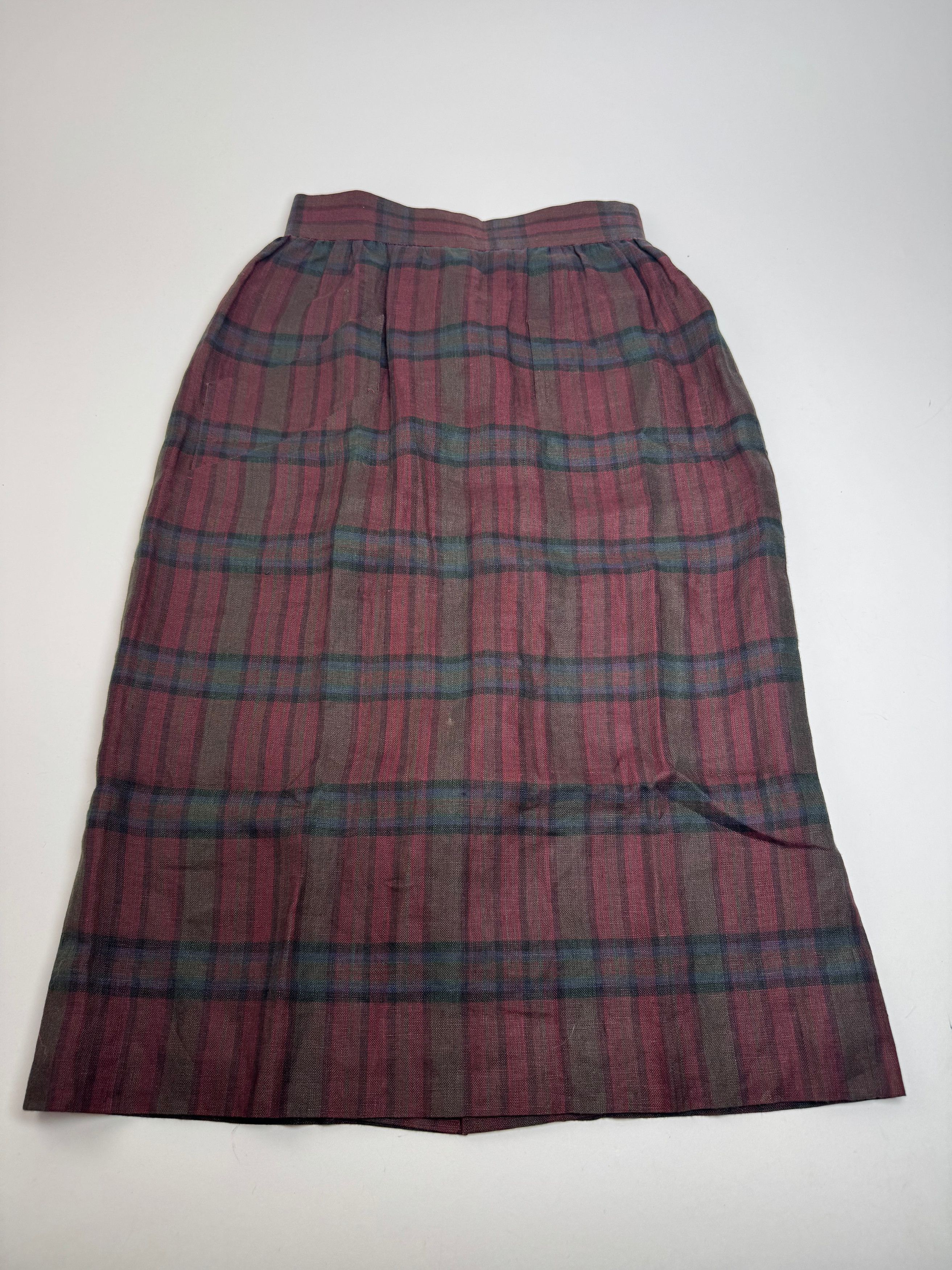 Other Vintage Yves Saint Laurent Canvas Checked Skirt burgundy Gre Size 27" / US 4 / IT 40 - 3 Thumbnail