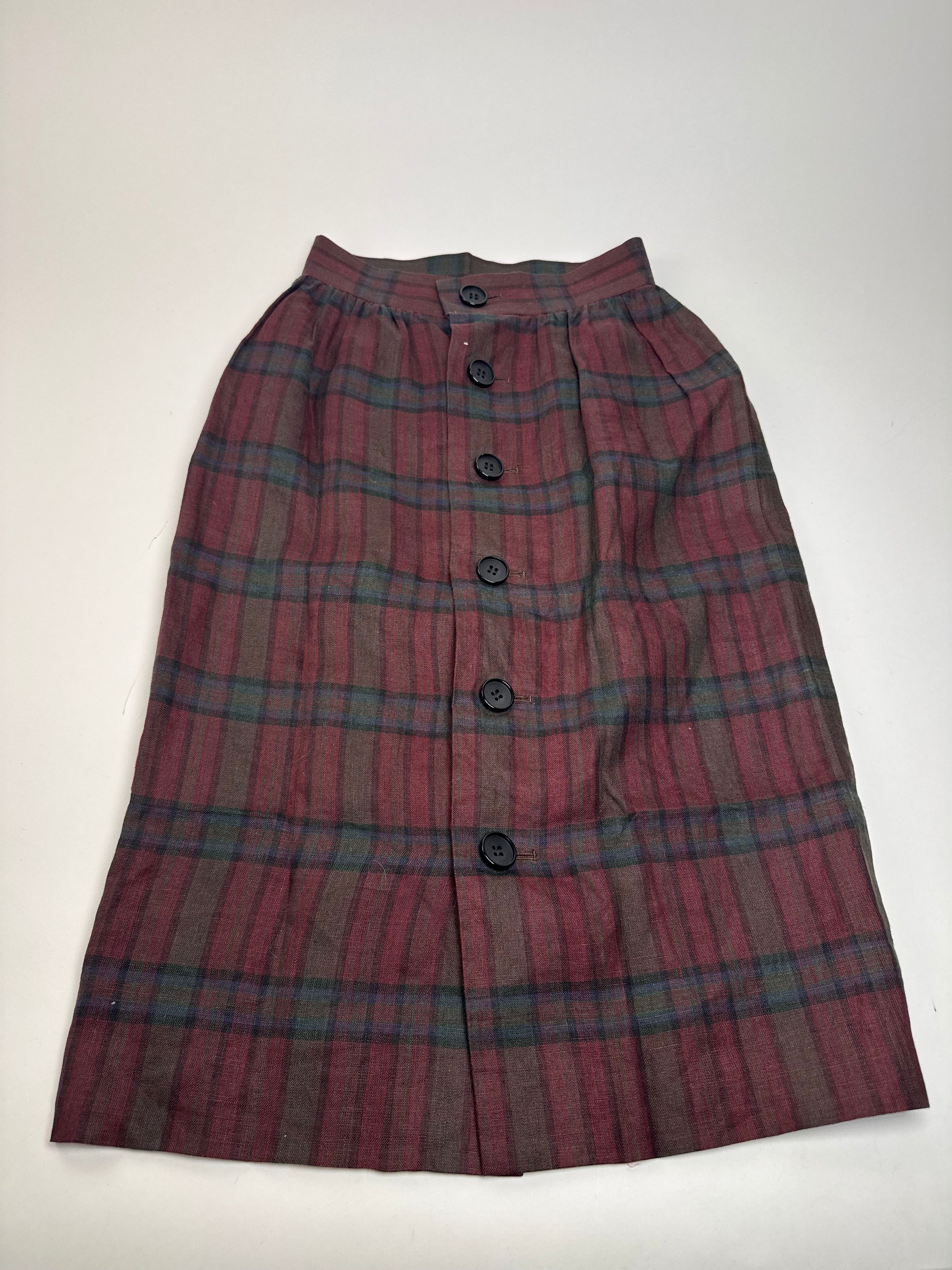 Other Vintage Yves Saint Laurent Canvas Checked Skirt burgundy Gre Size 27" / US 4 / IT 40 - 8 Thumbnail