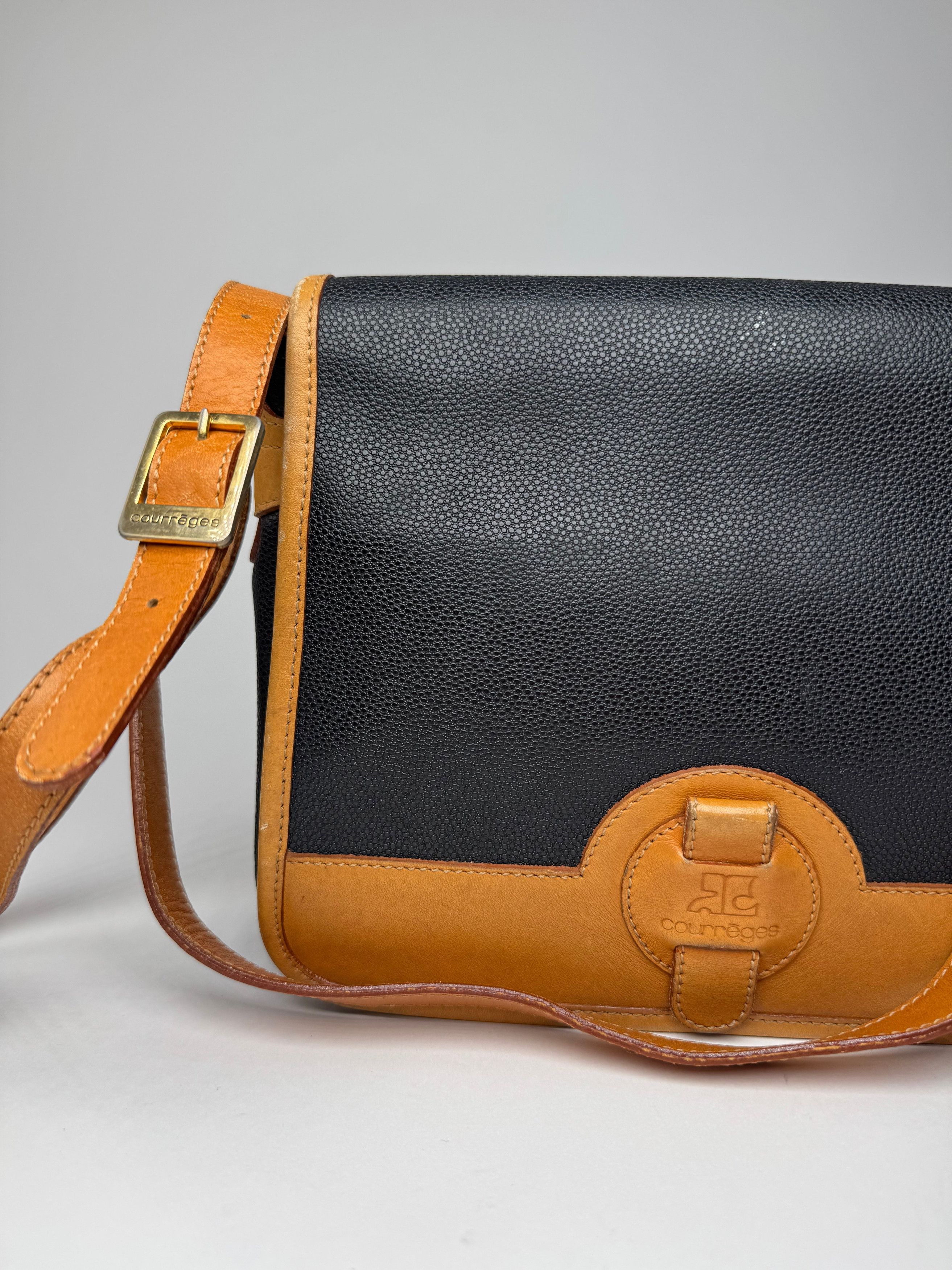 Courreges Vintage Leather Shoulder Crossbody bag Black Brown Size ONE SIZE - 7 Thumbnail