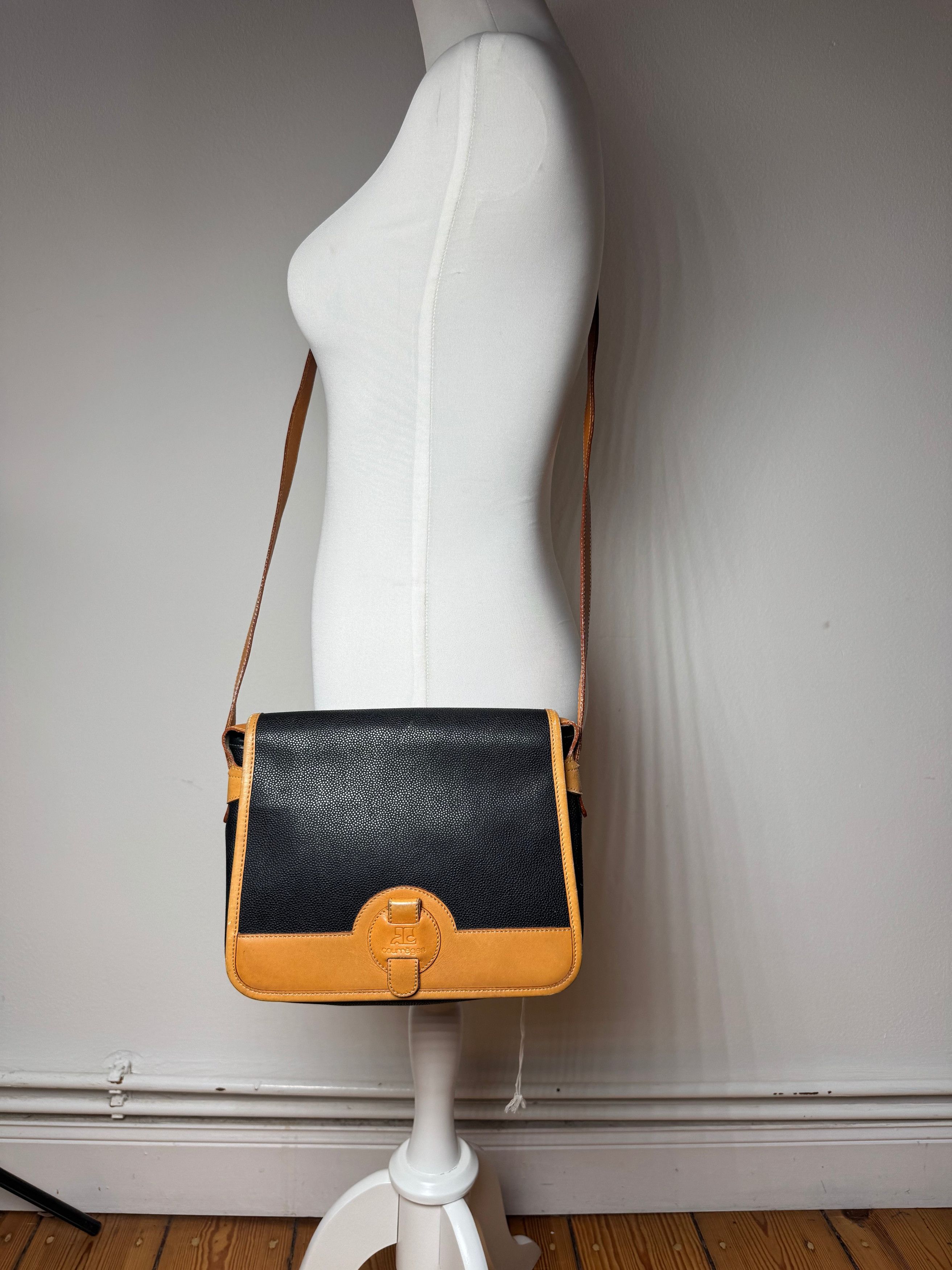 Courreges Vintage Leather Shoulder Crossbody bag Black Brown Size ONE SIZE - 6 Thumbnail