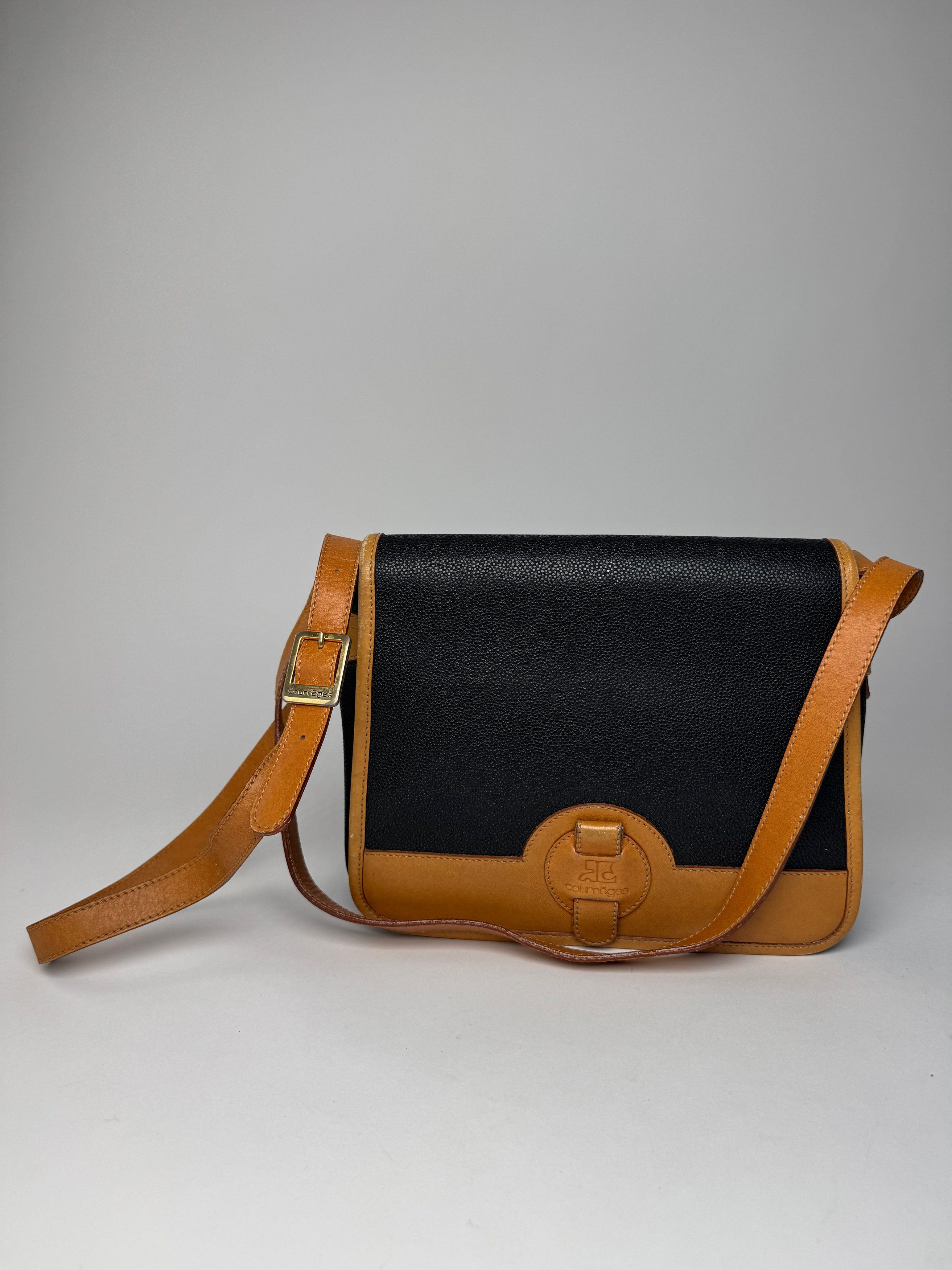 Courreges Vintage Leather Shoulder Crossbody bag Black Brown Size ONE SIZE - 14 Thumbnail