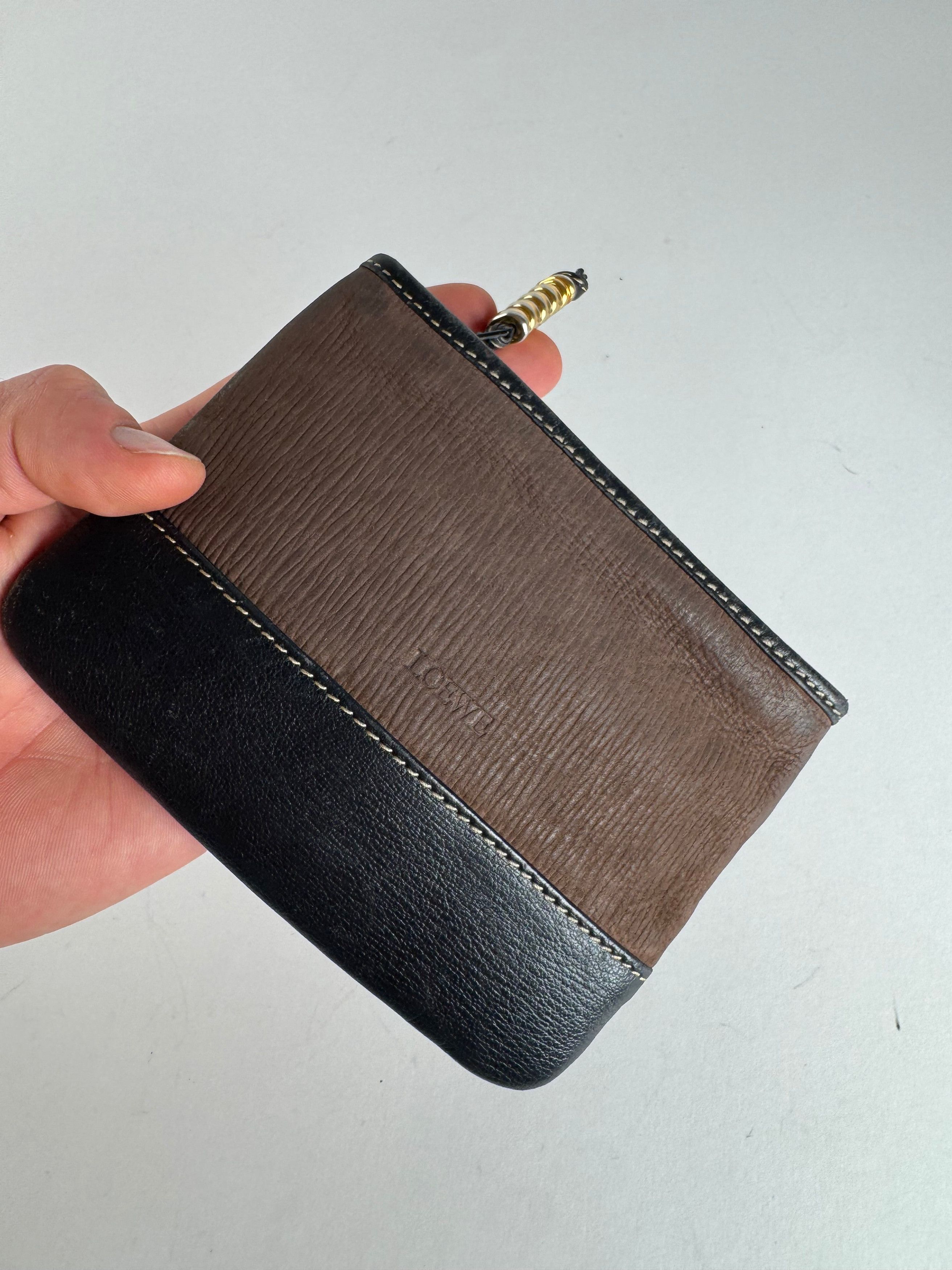 Loewe Vintage Madrid Leather Suede Card Holder Purse black Brown Size ONE SIZE - 5 Thumbnail