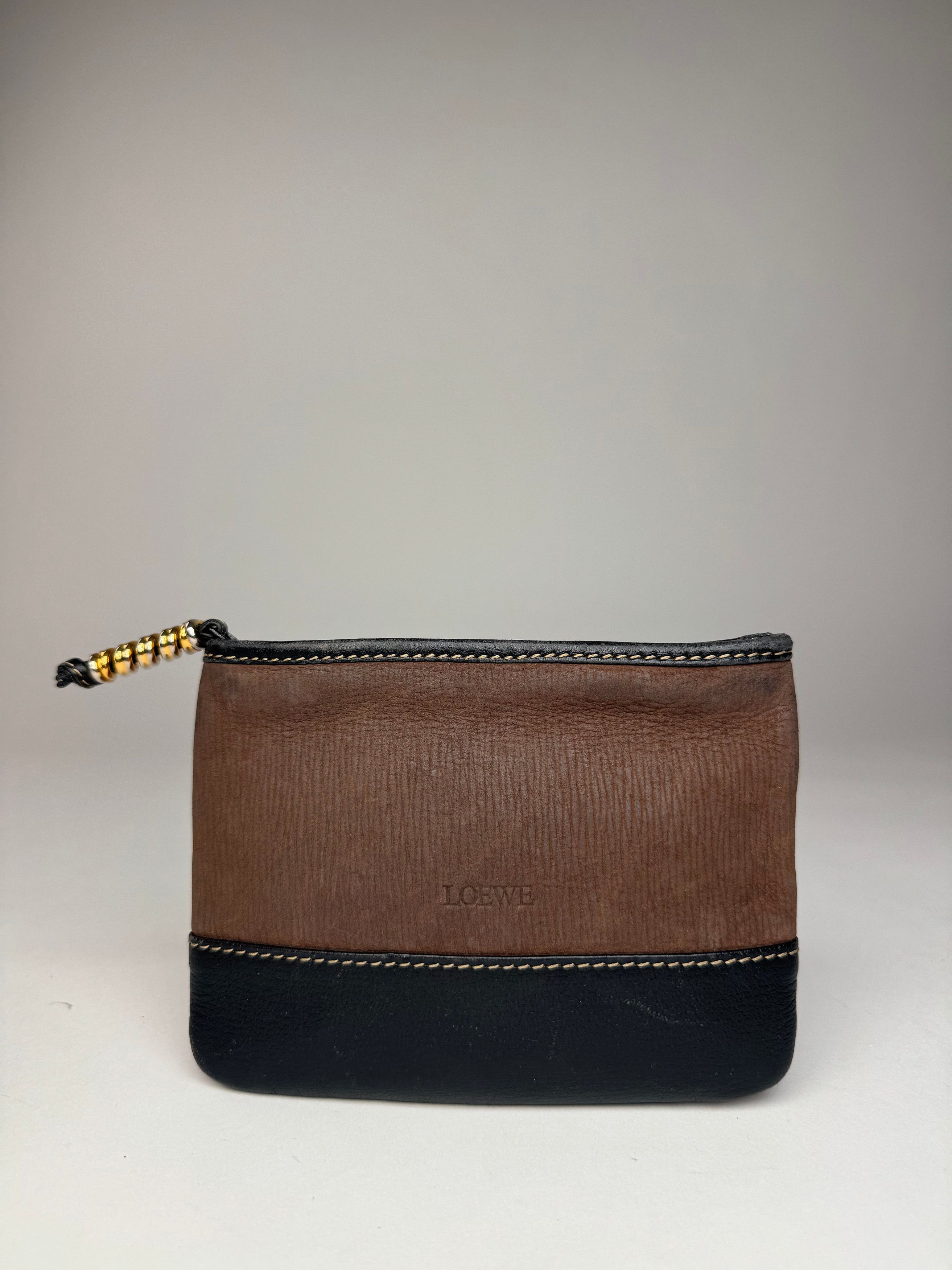 Loewe Vintage Madrid Leather Suede Card Holder Purse black Brown Size ONE SIZE - 10 Thumbnail