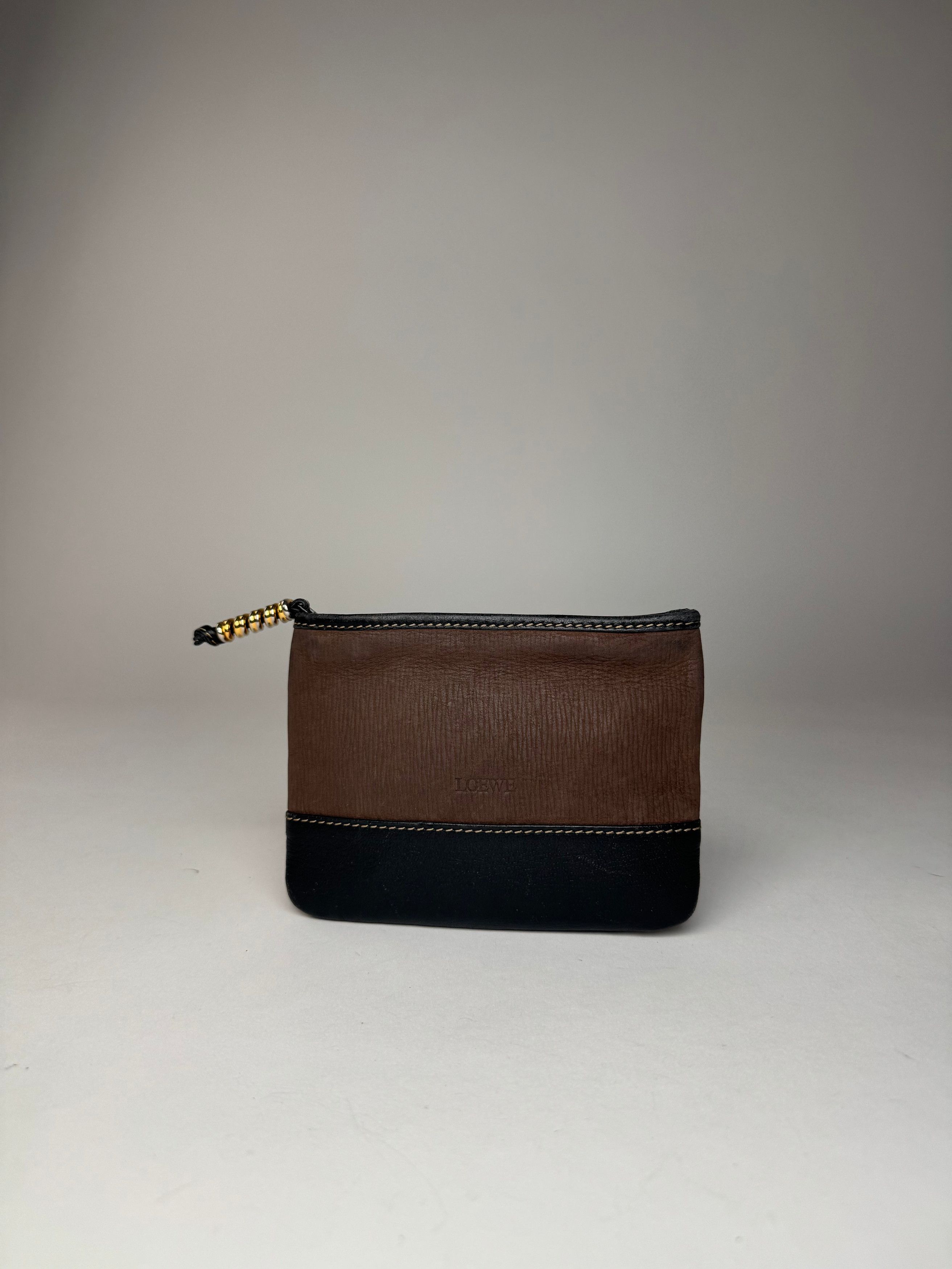 Loewe Vintage Madrid Leather Suede Card Holder Purse black Brown Size ONE SIZE - 6 Thumbnail