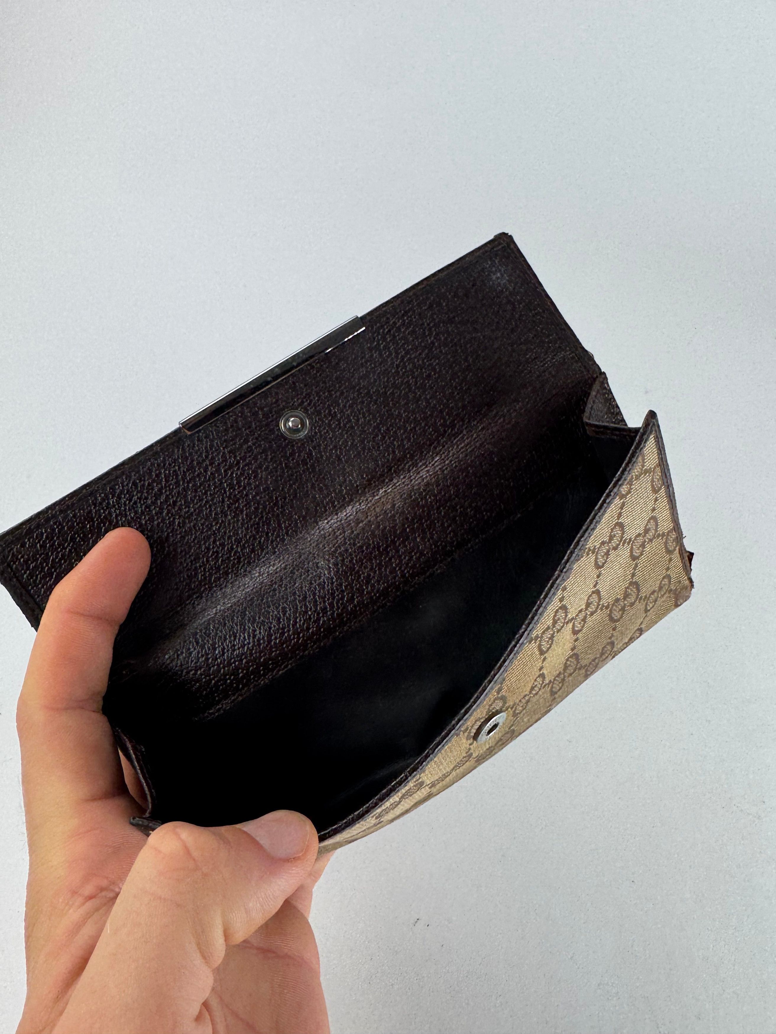 Gucci Vintage Monogram Canvas Leather Wallet Brown Size ONE SIZE - 3 Thumbnail