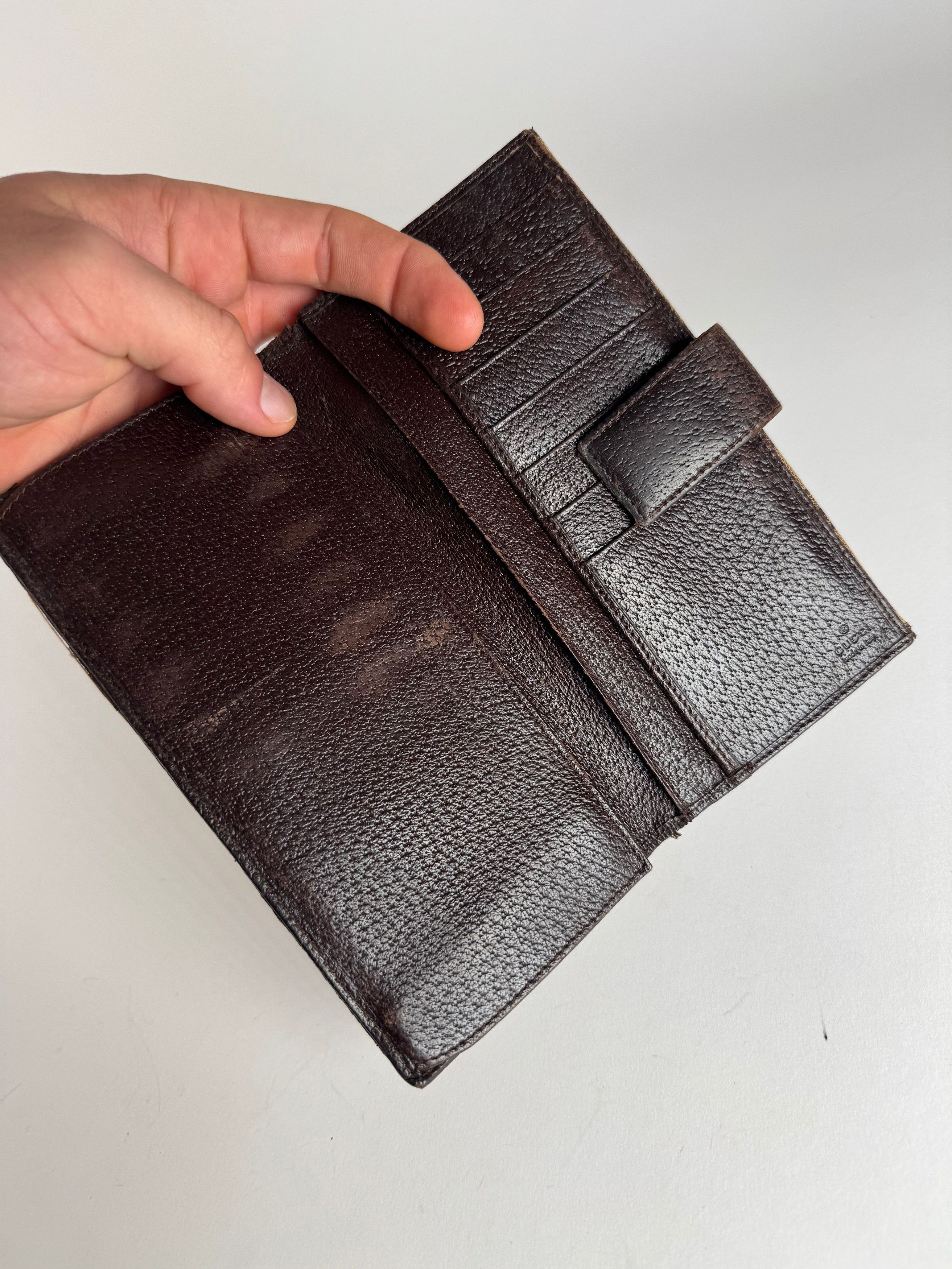 Gucci Vintage Monogram Canvas Leather Wallet Brown Size ONE SIZE - 4 Thumbnail