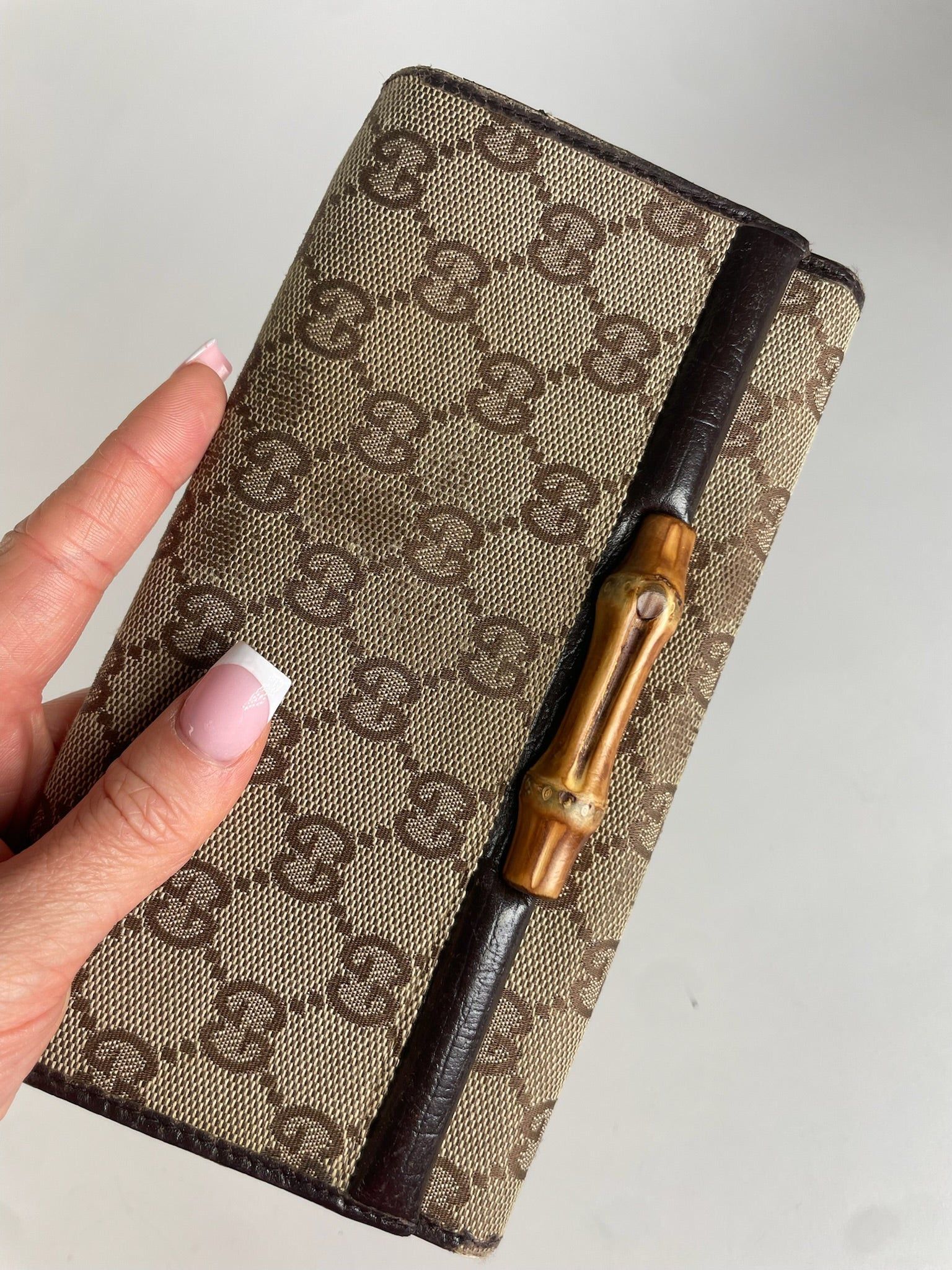 Gucci Vintage Monogram Leather Long Wallet Beige Brown Size ONE SIZE - 8 Thumbnail