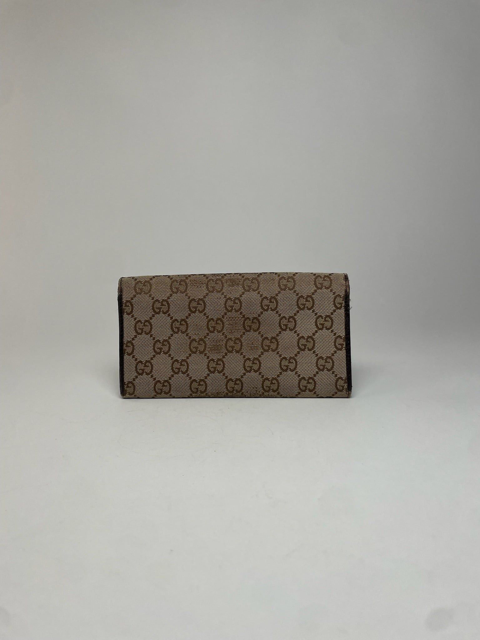 Gucci Vintage Monogram Leather Long Wallet Beige Brown Size ONE SIZE - 9 Thumbnail