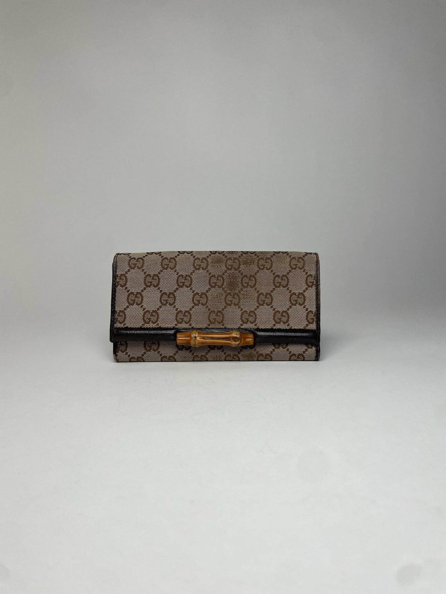 Gucci Vintage Monogram Leather Long Wallet Beige Brown Size ONE SIZE - 10 Thumbnail