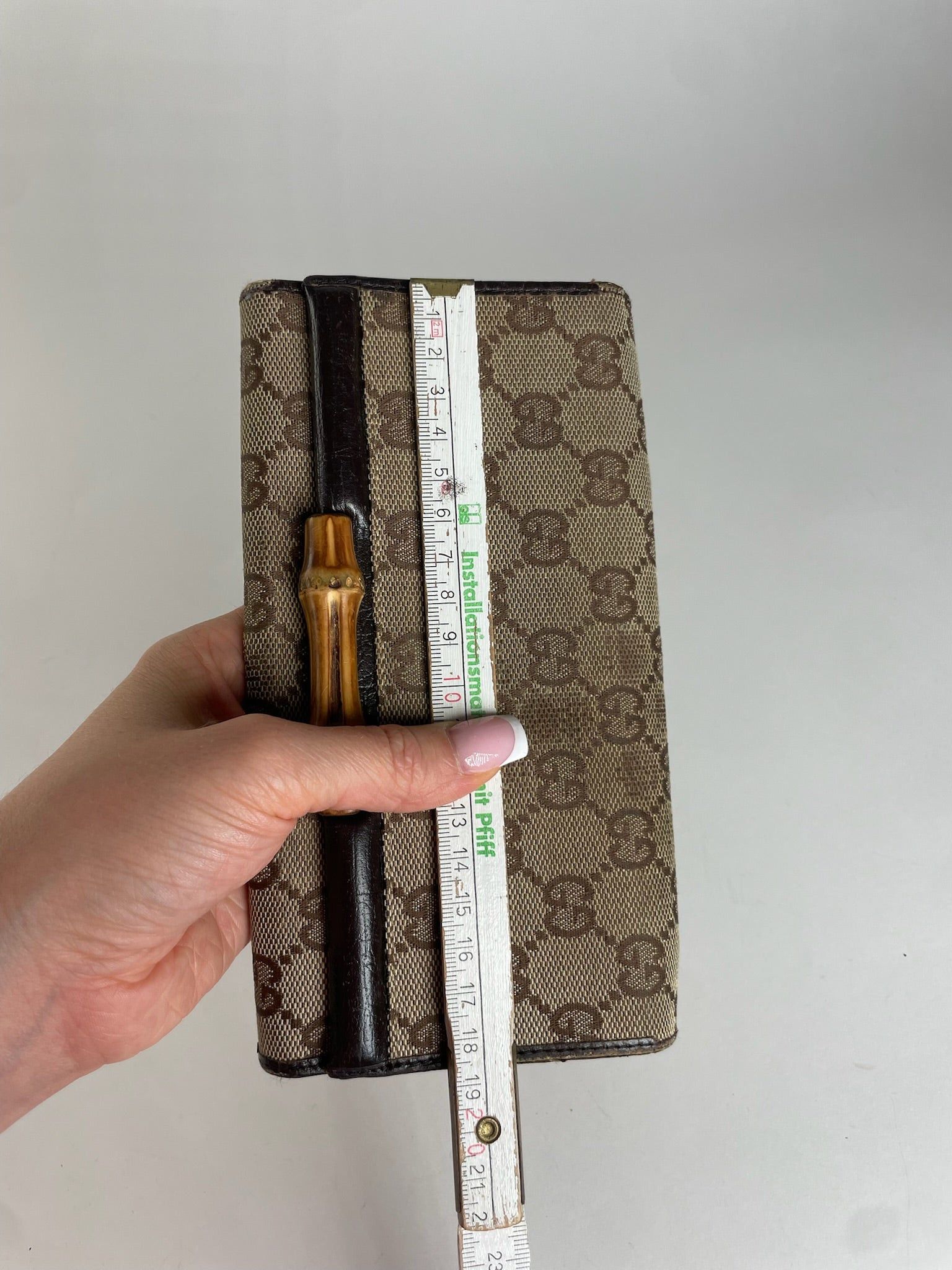 Gucci Vintage Monogram Leather Long Wallet Beige Brown Size ONE SIZE - 4 Thumbnail