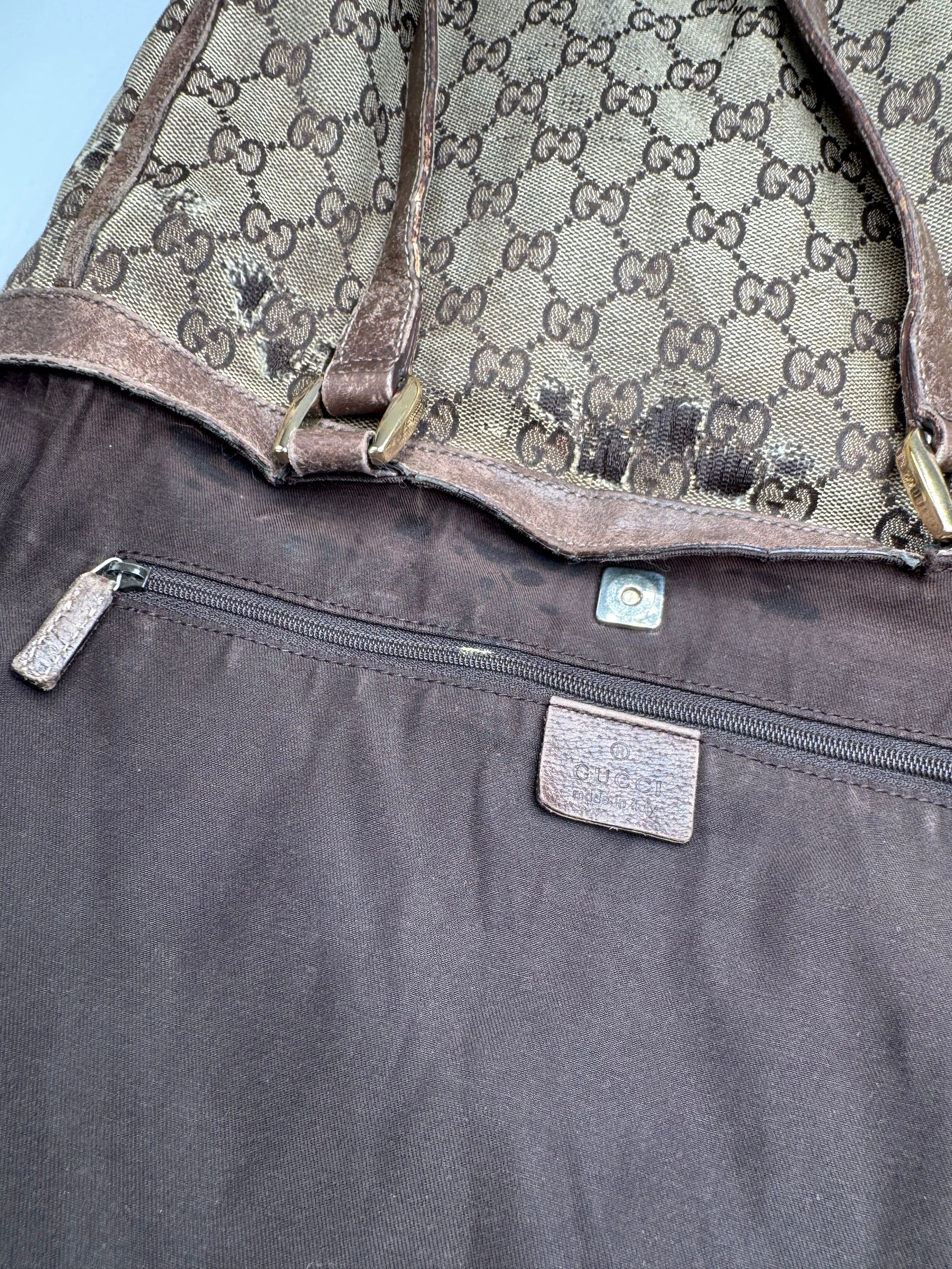 Gucci Vintage Monogram Handbag Beige Brown Size ONE SIZE - 4 Thumbnail
