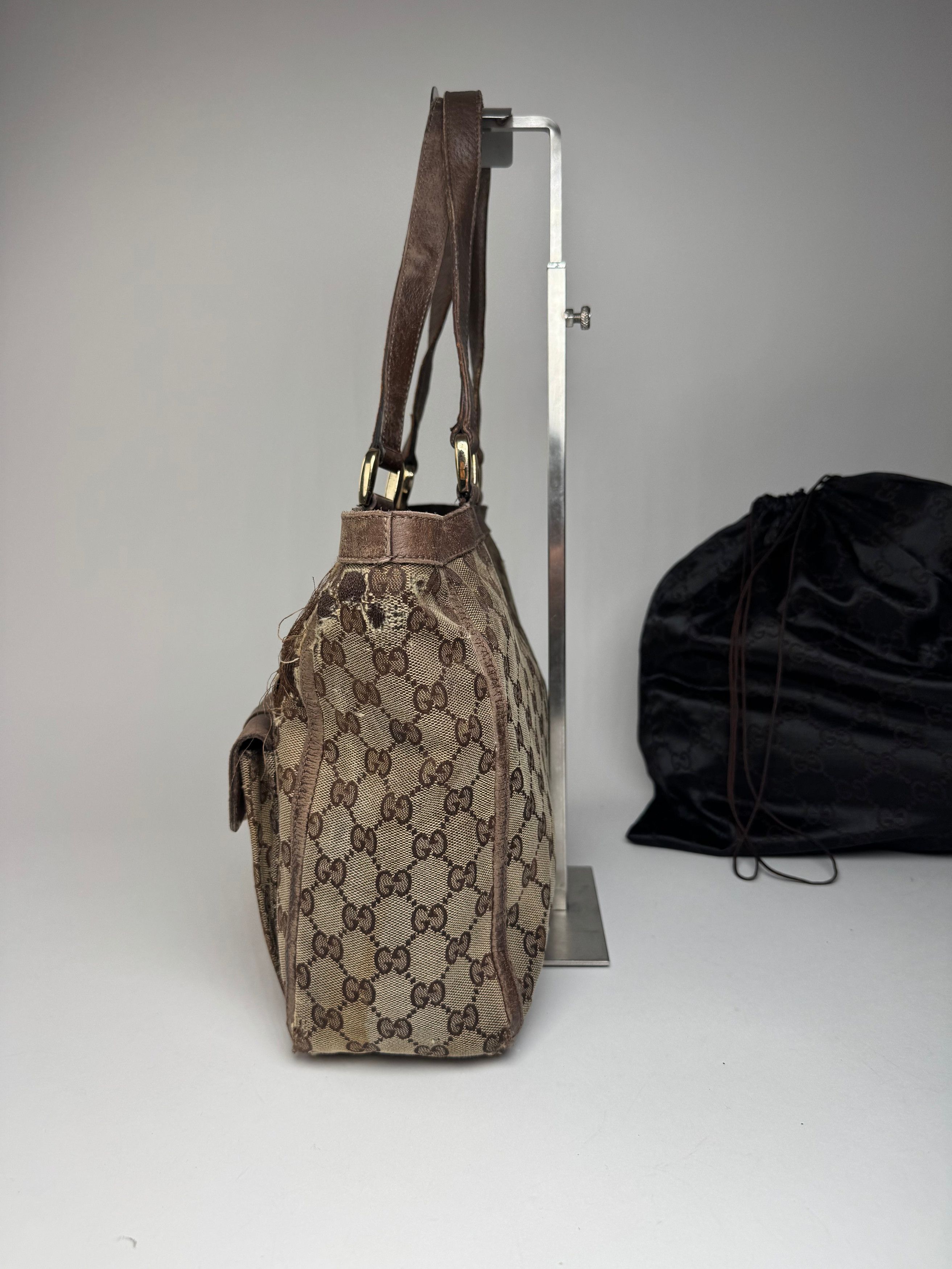 Gucci Vintage Monogram Handbag Beige Brown Size ONE SIZE - 8 Thumbnail