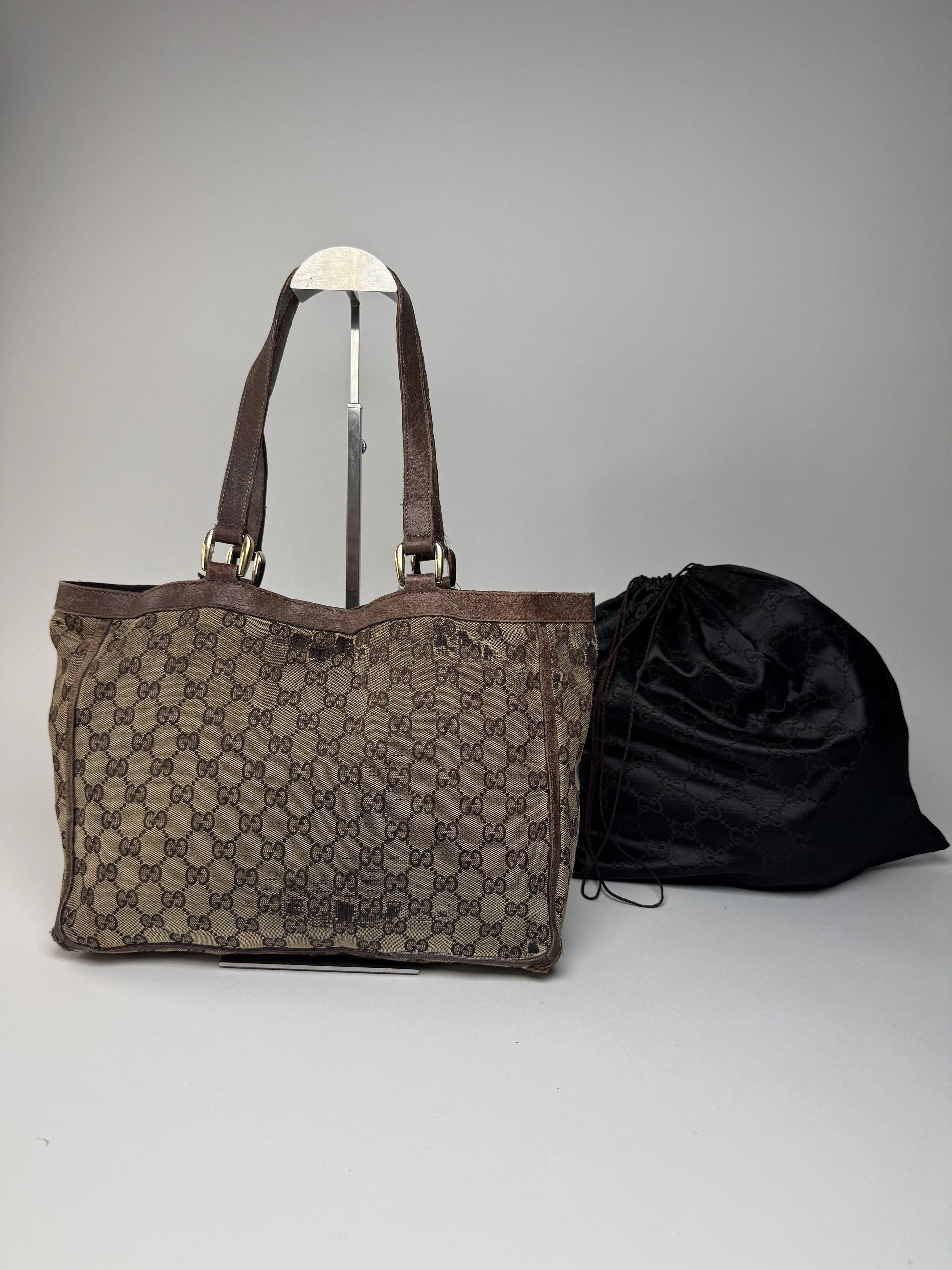 Gucci Vintage Monogram Handbag Beige Brown Size ONE SIZE - 2 Thumbnail