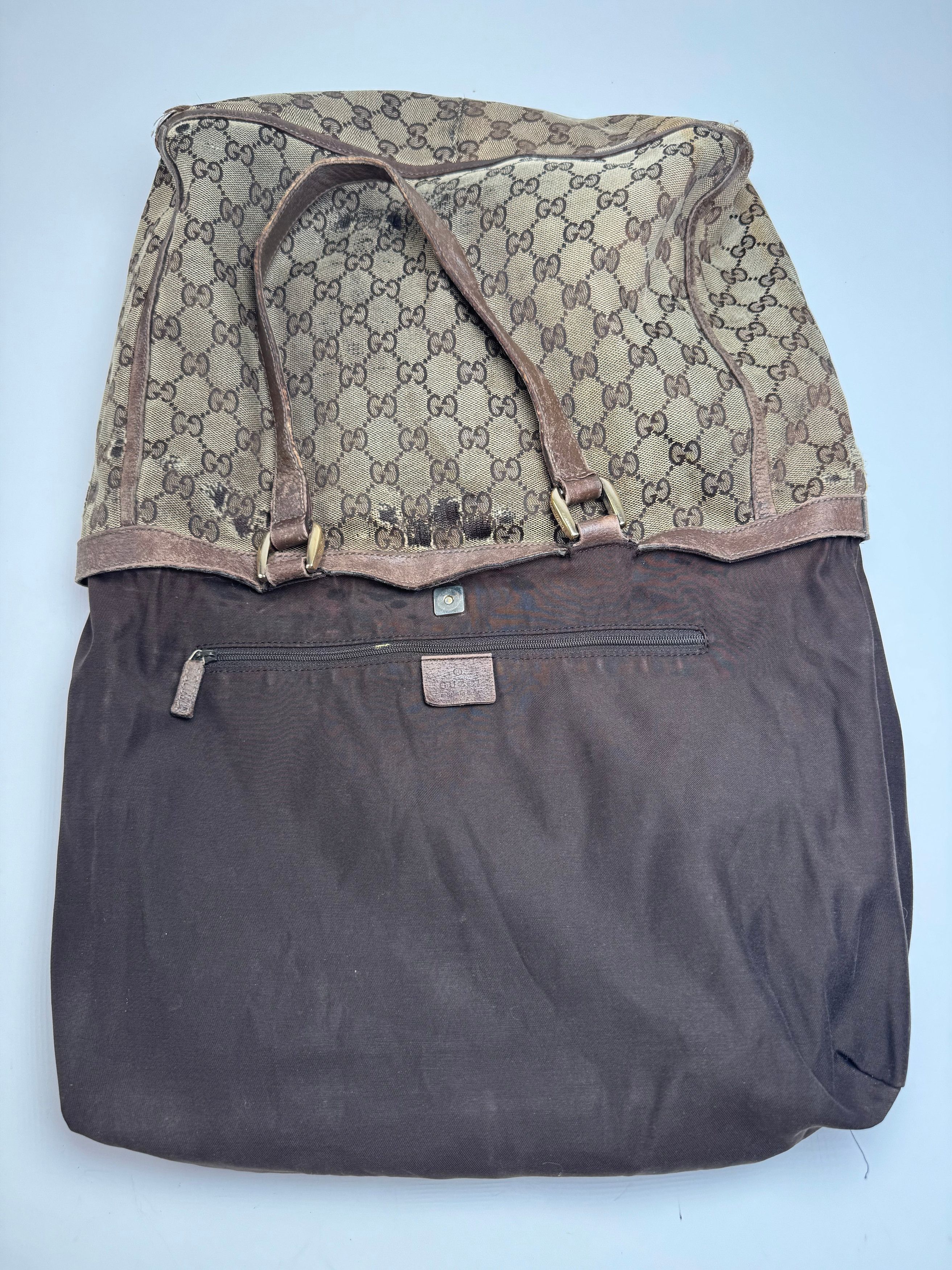 Gucci Vintage Monogram Handbag Beige Brown Size ONE SIZE - 3 Thumbnail