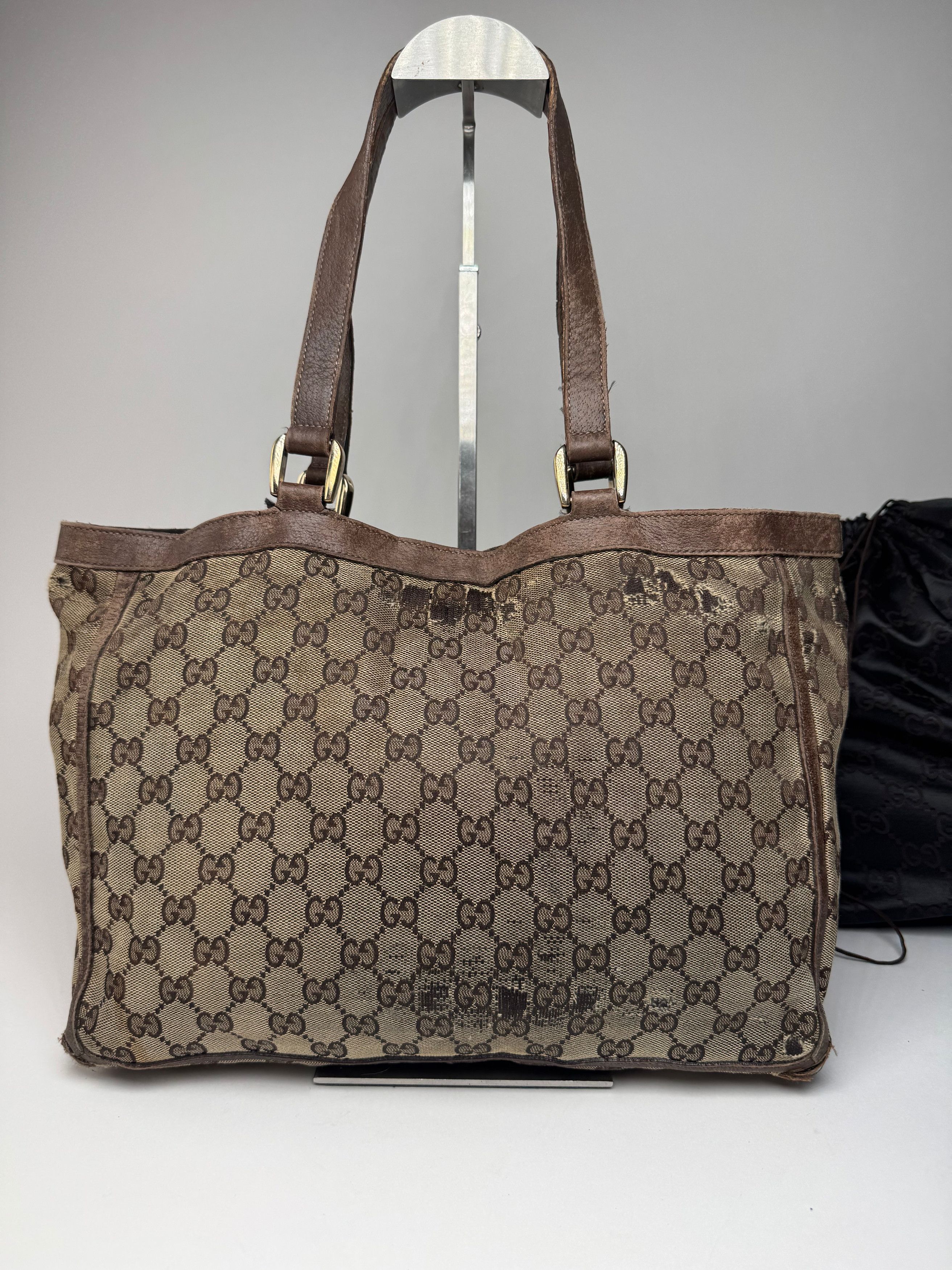 Gucci Vintage Monogram Handbag Beige Brown Size ONE SIZE - 9 Thumbnail