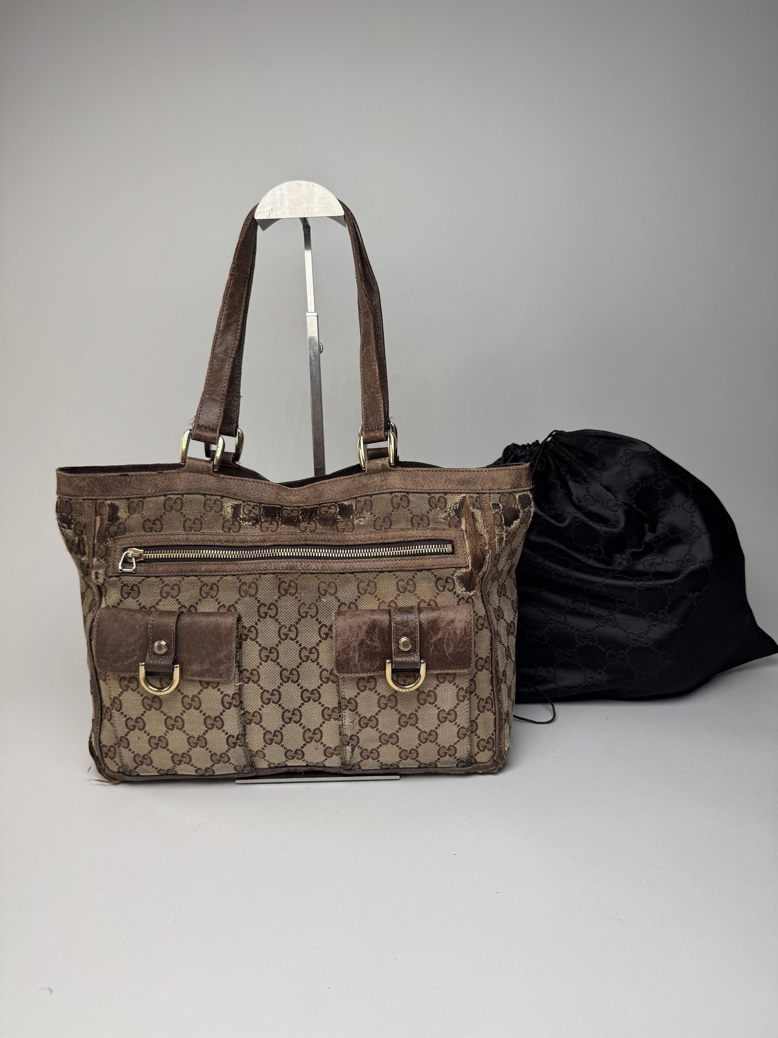Gucci Vintage Monogram Handbag Beige Brown Size ONE SIZE - 13 Thumbnail