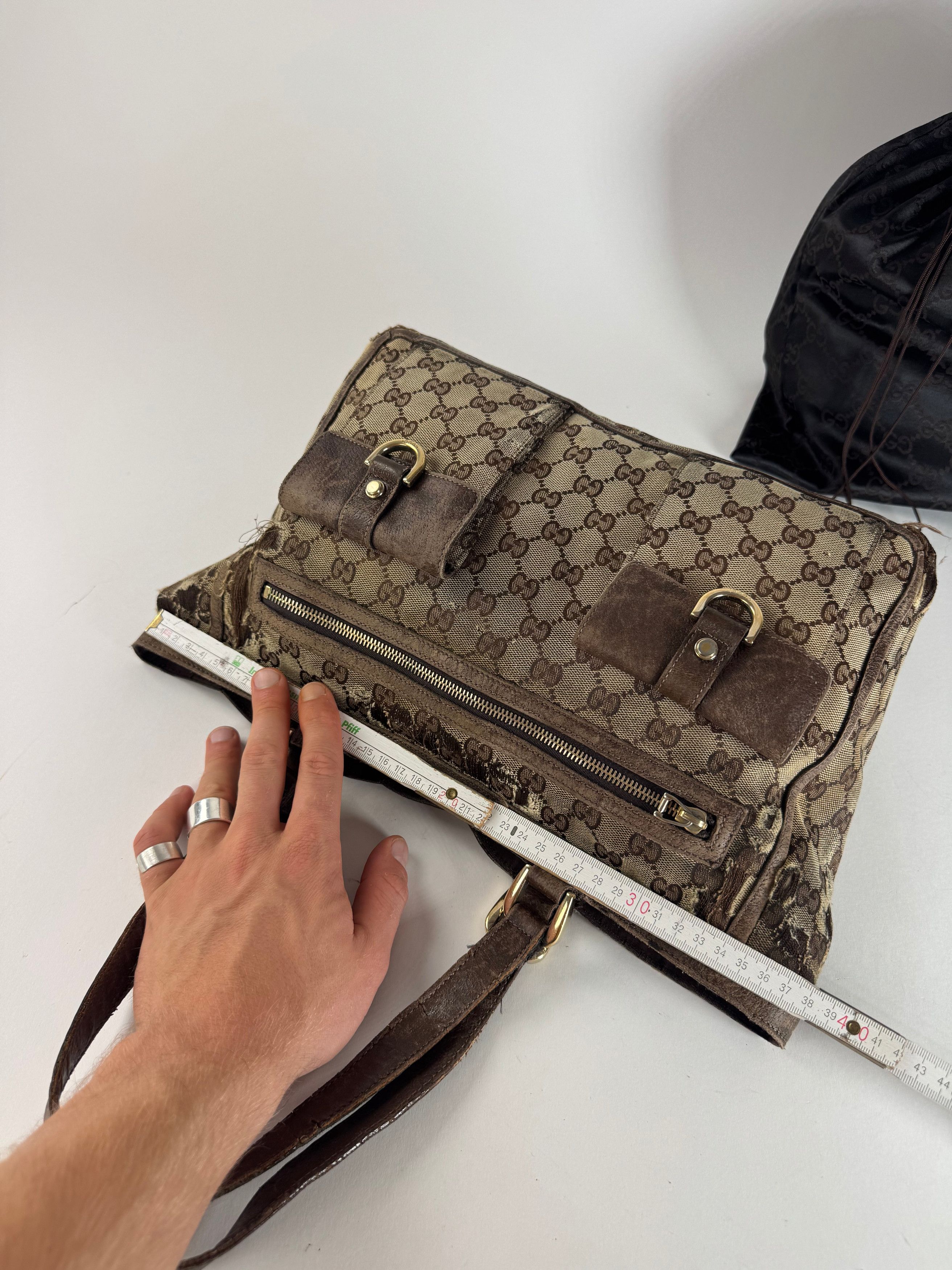 Gucci Vintage Monogram Handbag Beige Brown Size ONE SIZE - 10 Thumbnail